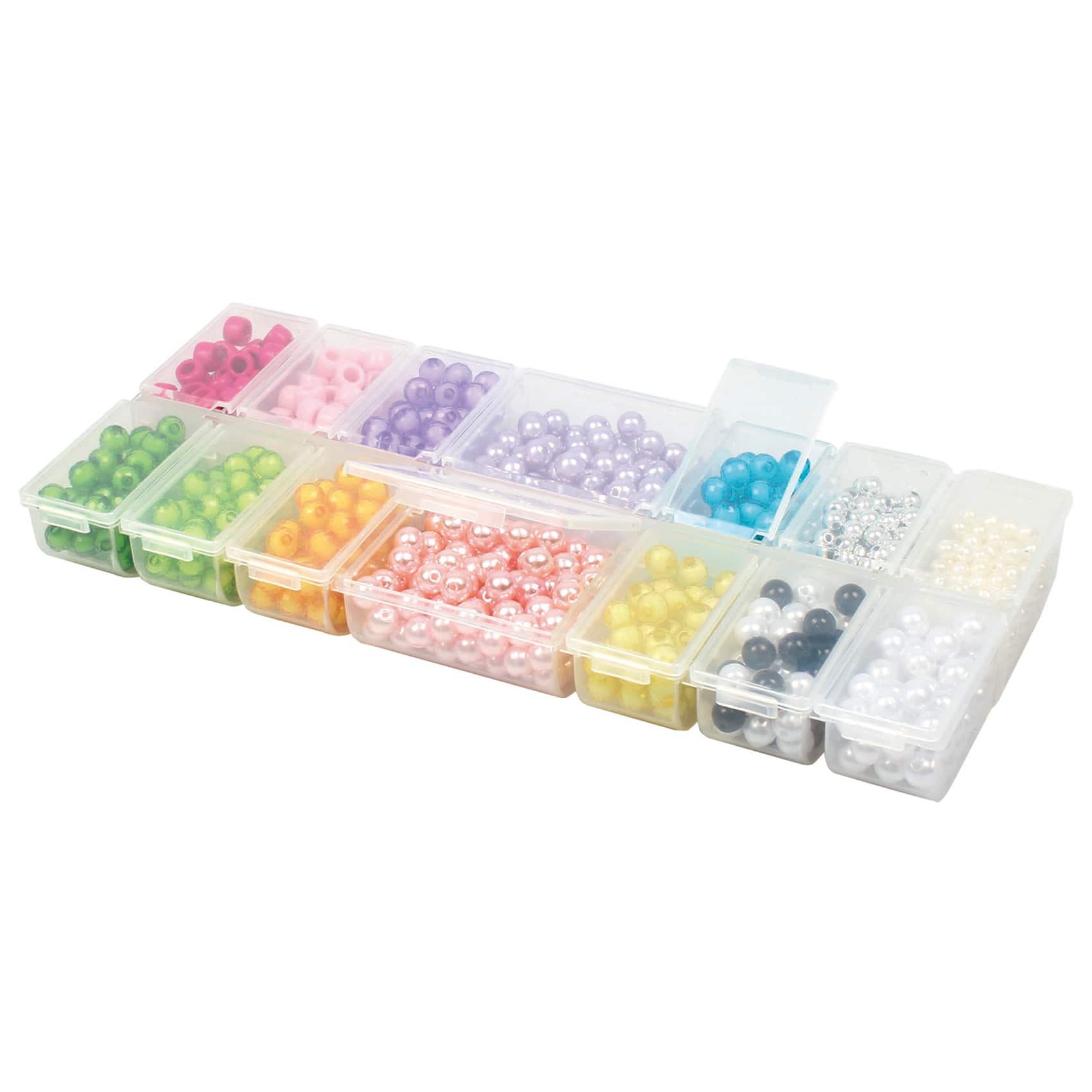 6 Pack: Clear 14-Compartment Flip Top Bead Organizer by Bead Landing™
