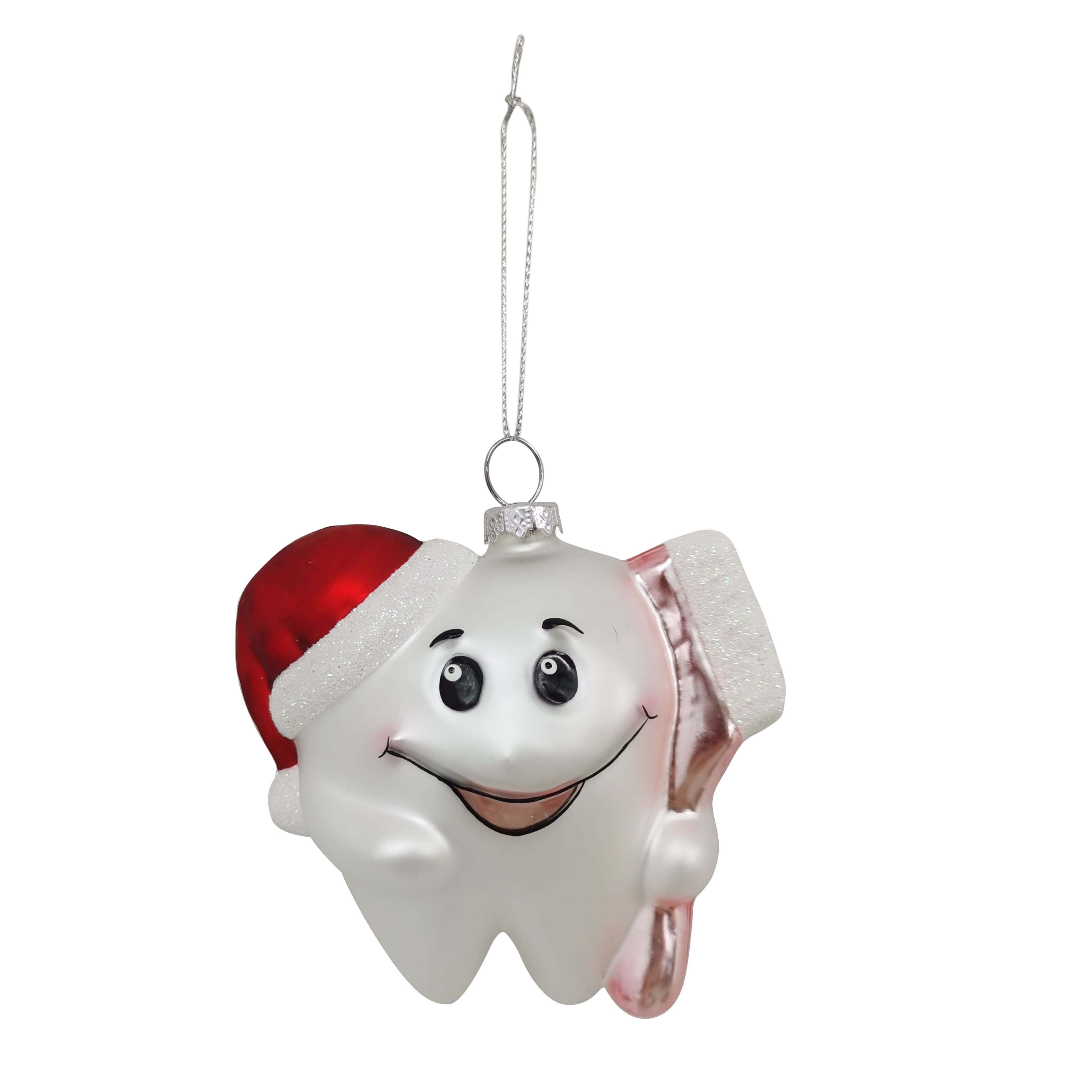 4&#x22; Happy Tooth Glass Ornament by Ashland&#xAE;