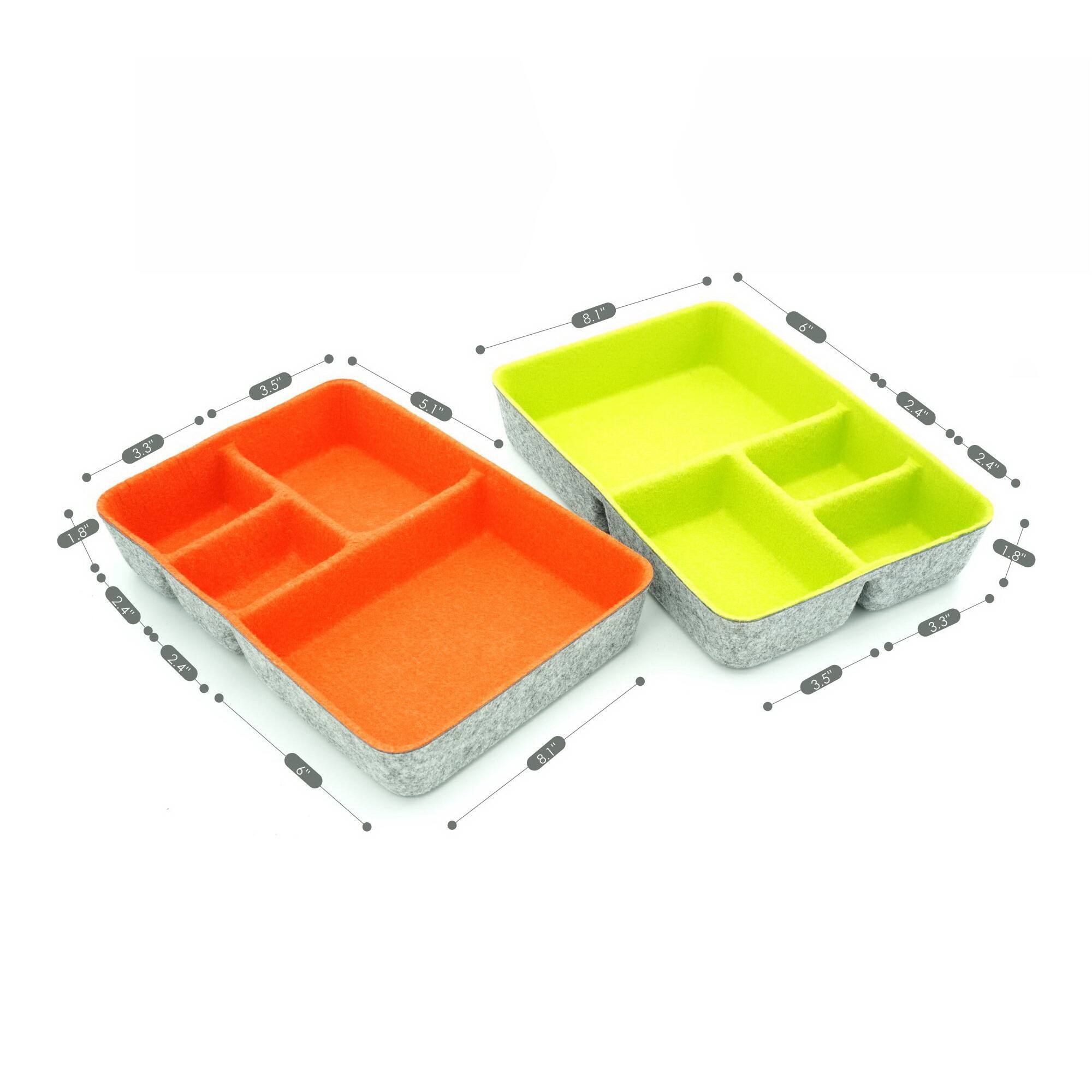 Welaxy 2 Piece Felt 4 Compartment Drawer Organizer Trays