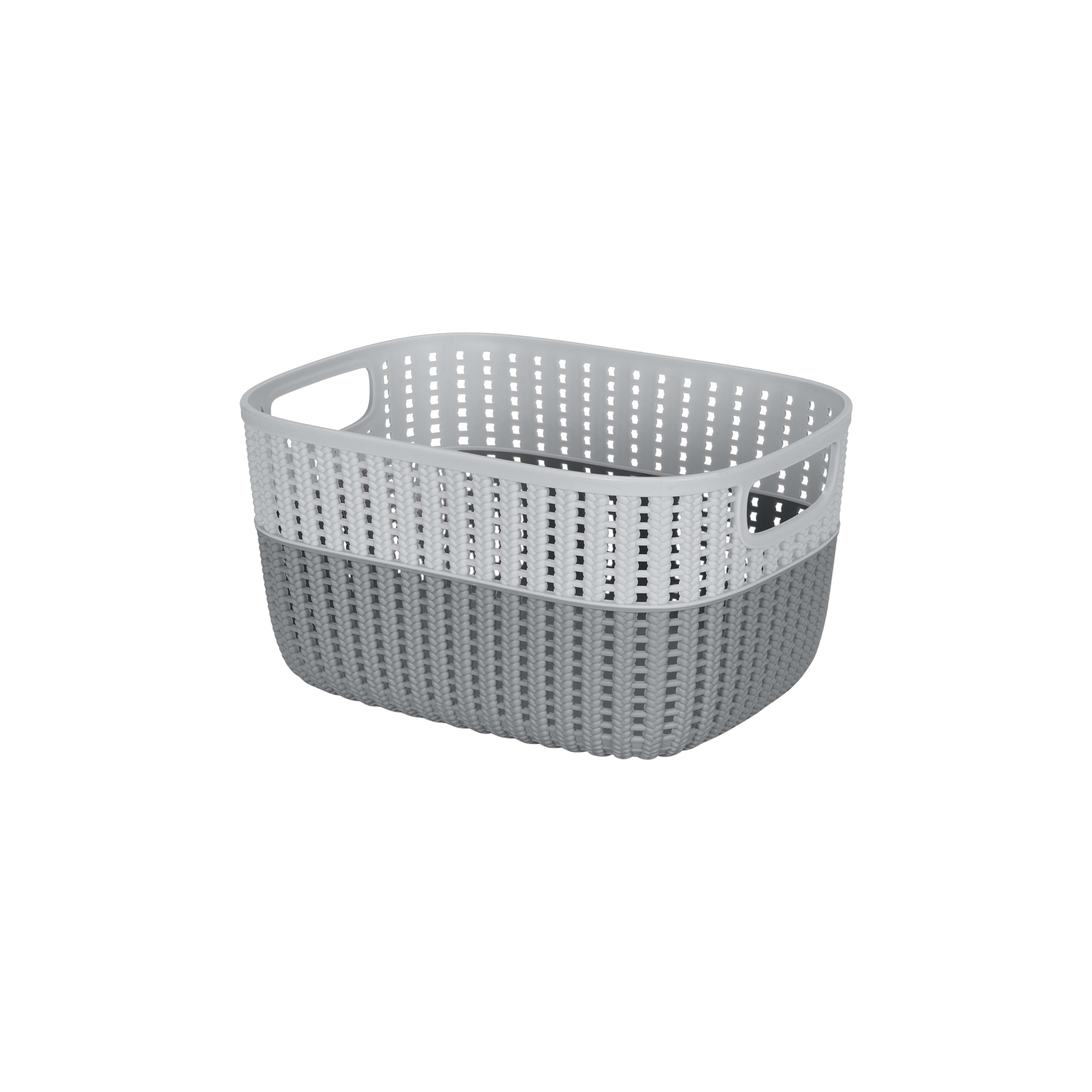 Simplify Medium Gray 2-Tone Decorative Storage Basket