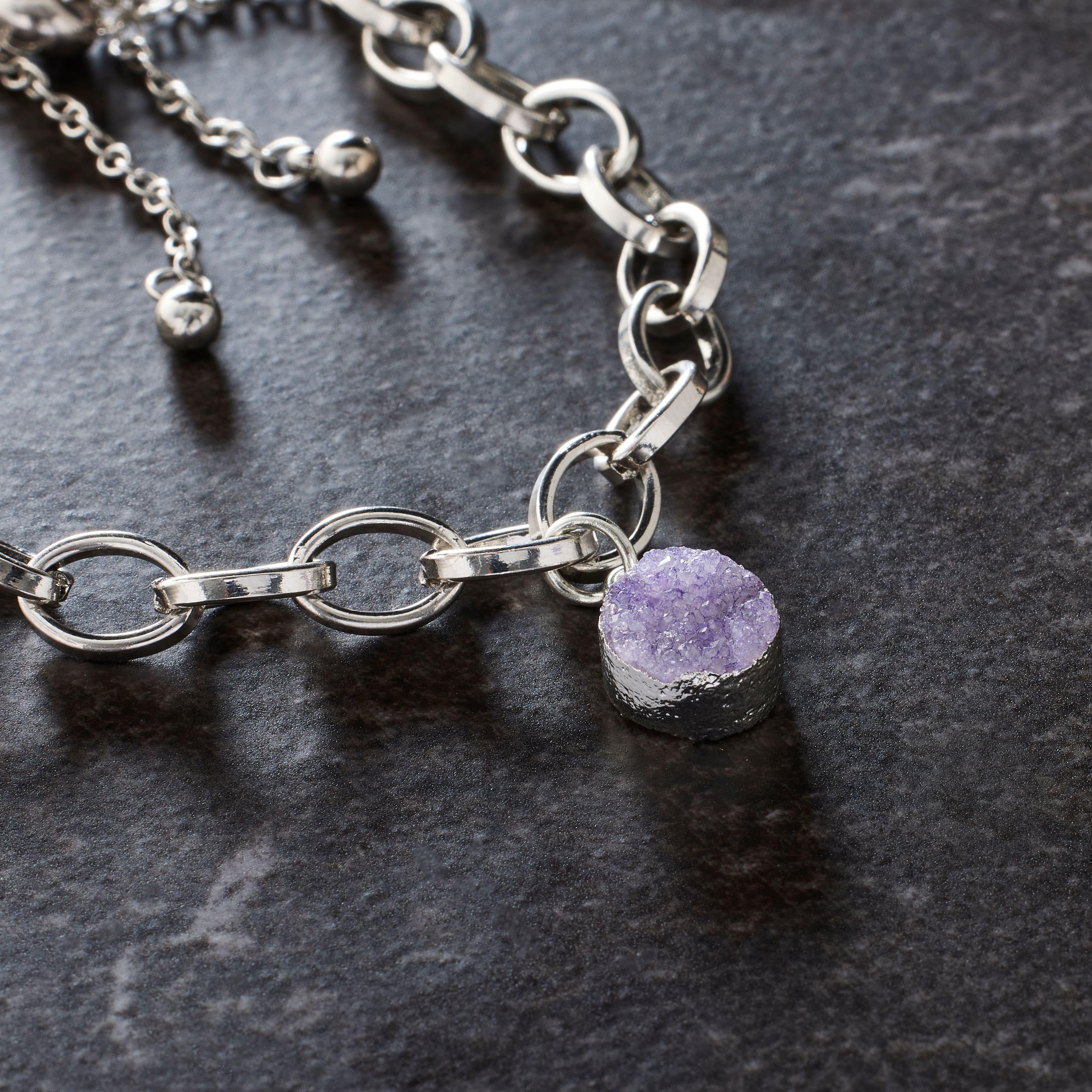 Round Violet Dyed Quartz Charm by Bead Landing™