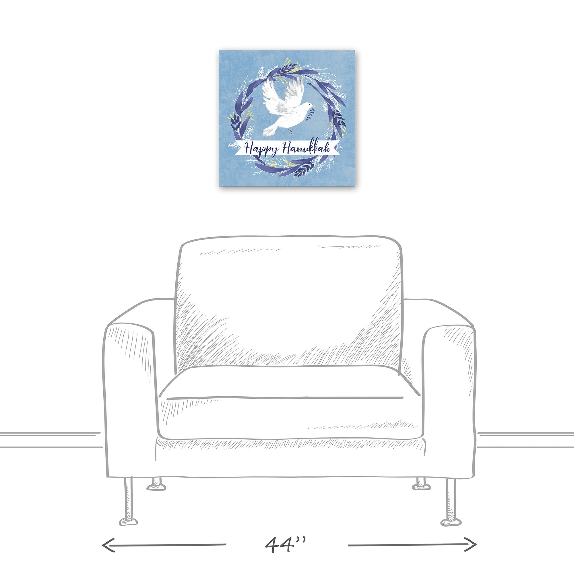 Happy Hanukkah Dove 16x16 Canvas Wall Art
