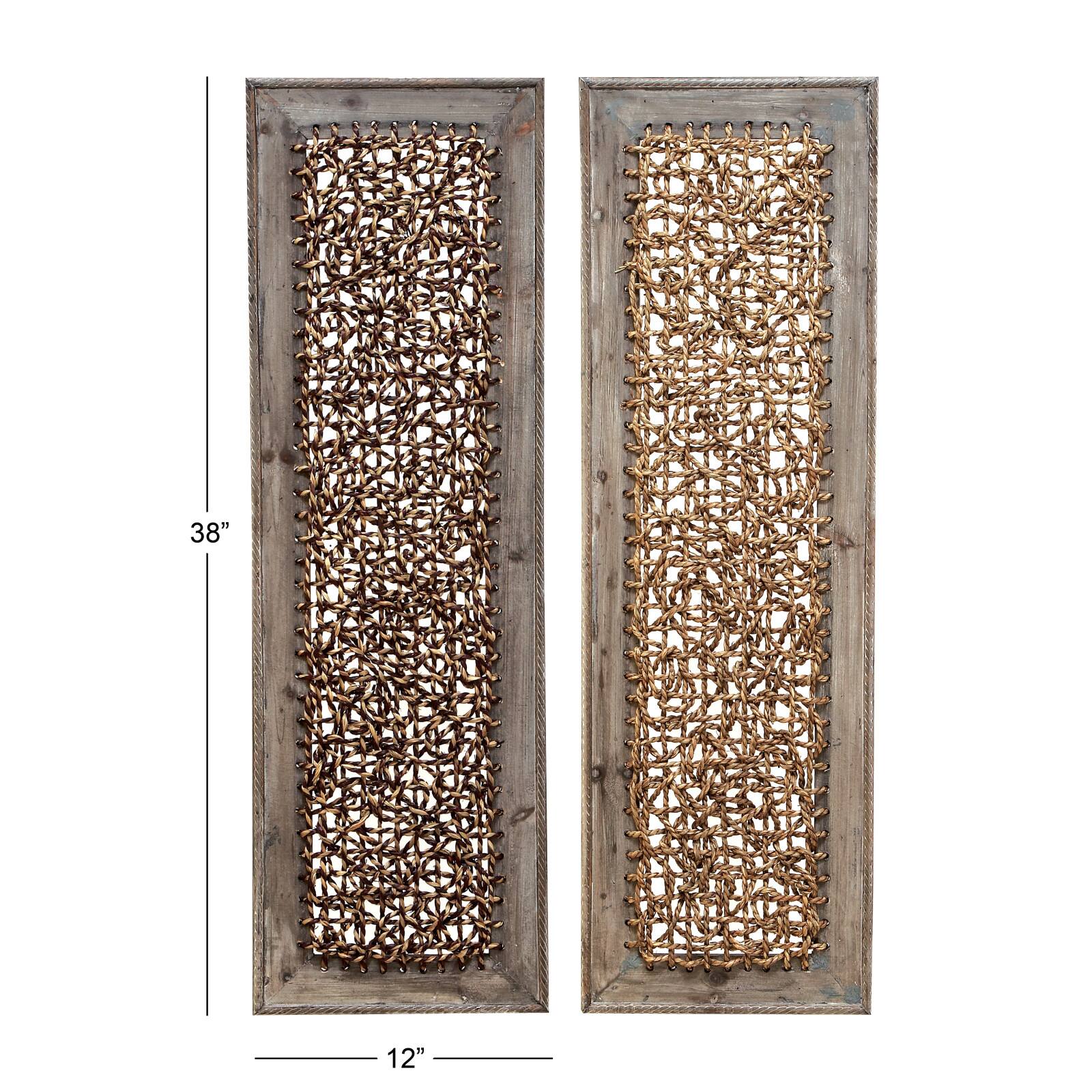 Brown Seagrass &#x26; Wood Abstract Wall D&#xE9;cor Set