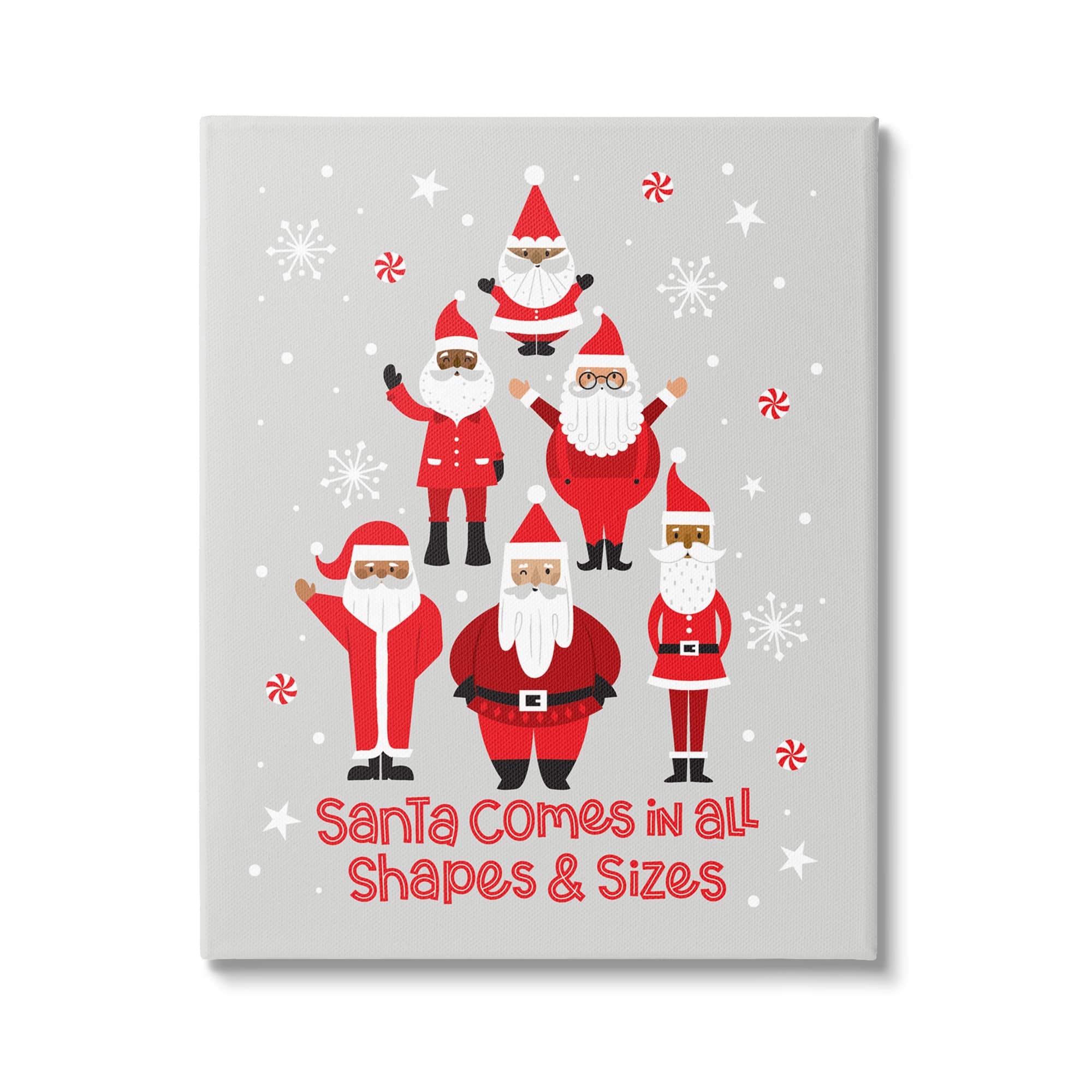Stupell Industries Santa All Shapes &#x26; Sizes Christmas Phrase Canvas Wall Art