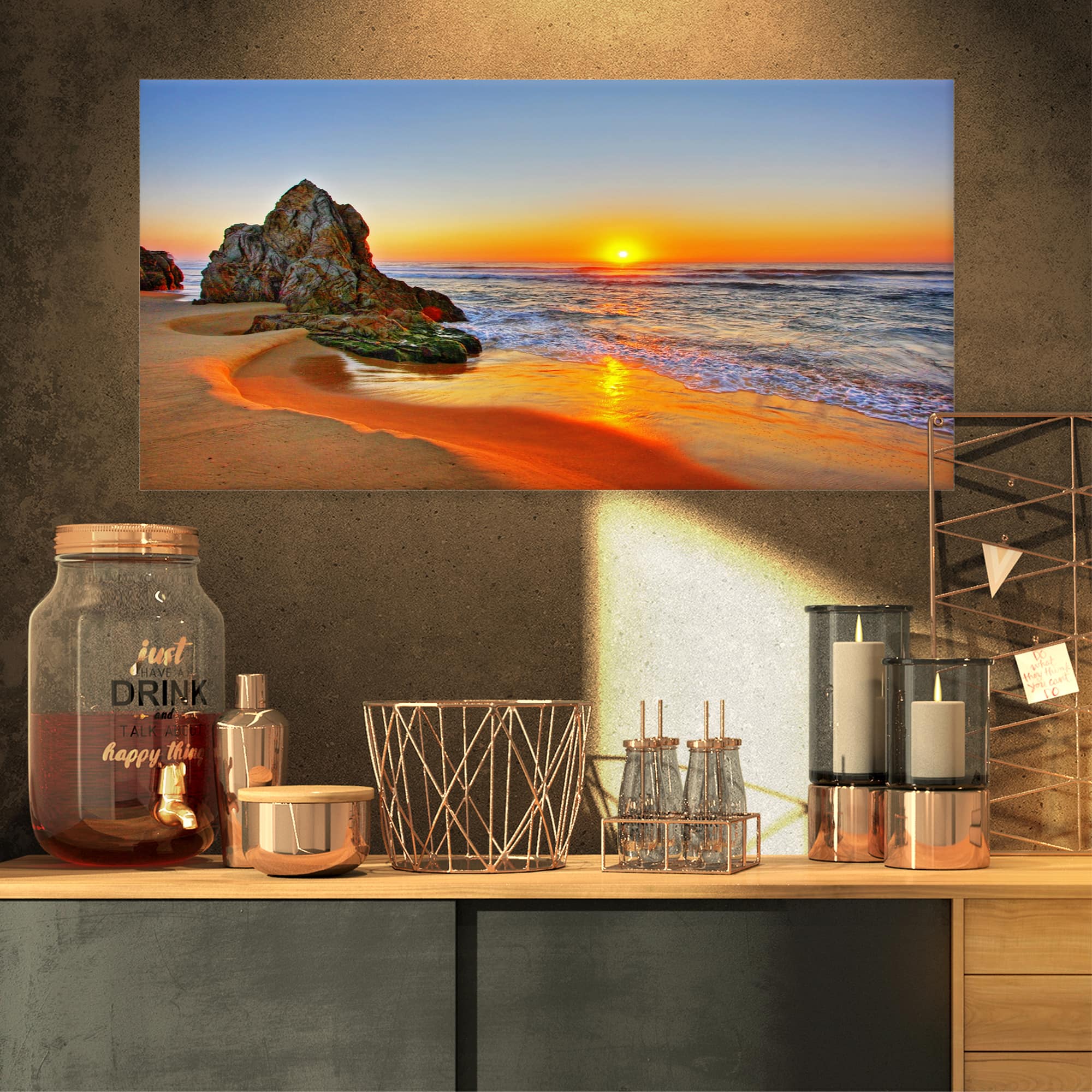 Designart - Beautiful Sunrise by Beach in Tathra - Seashore Canvas Art Print