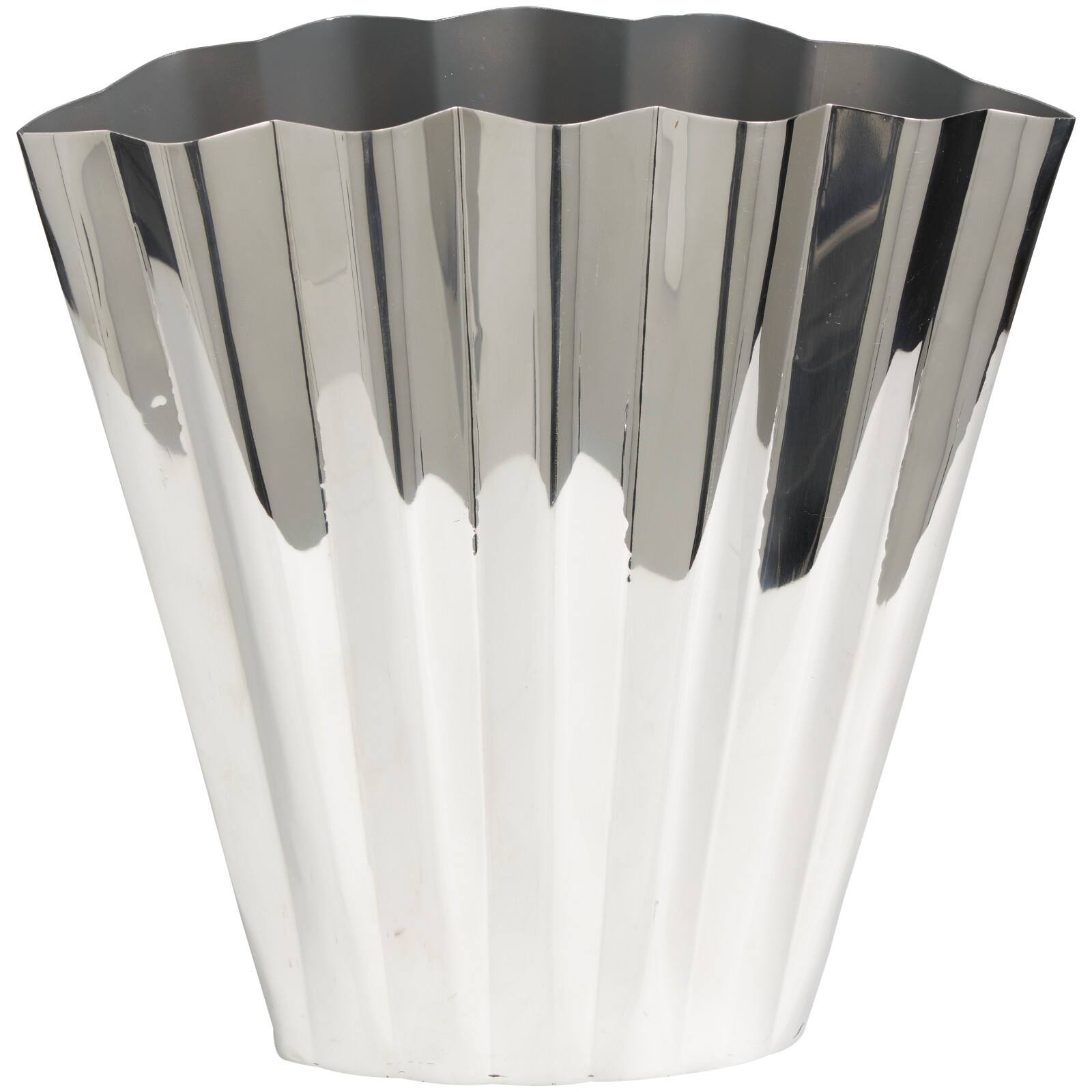 15&#x22; Silver Stainless Steel Vase with Zig Zag Edging