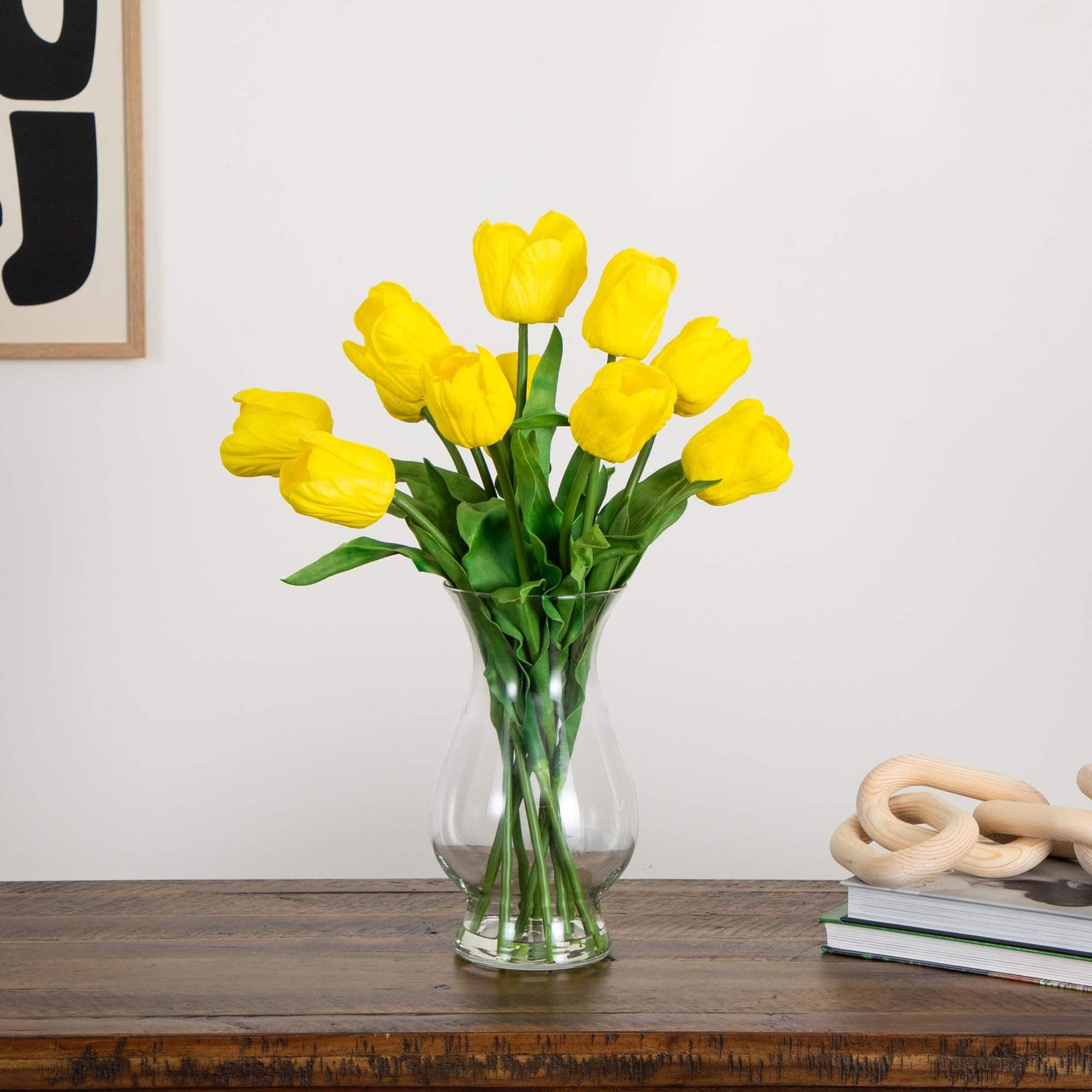 21" Artificial Tulip Arrangement in Glass Vase