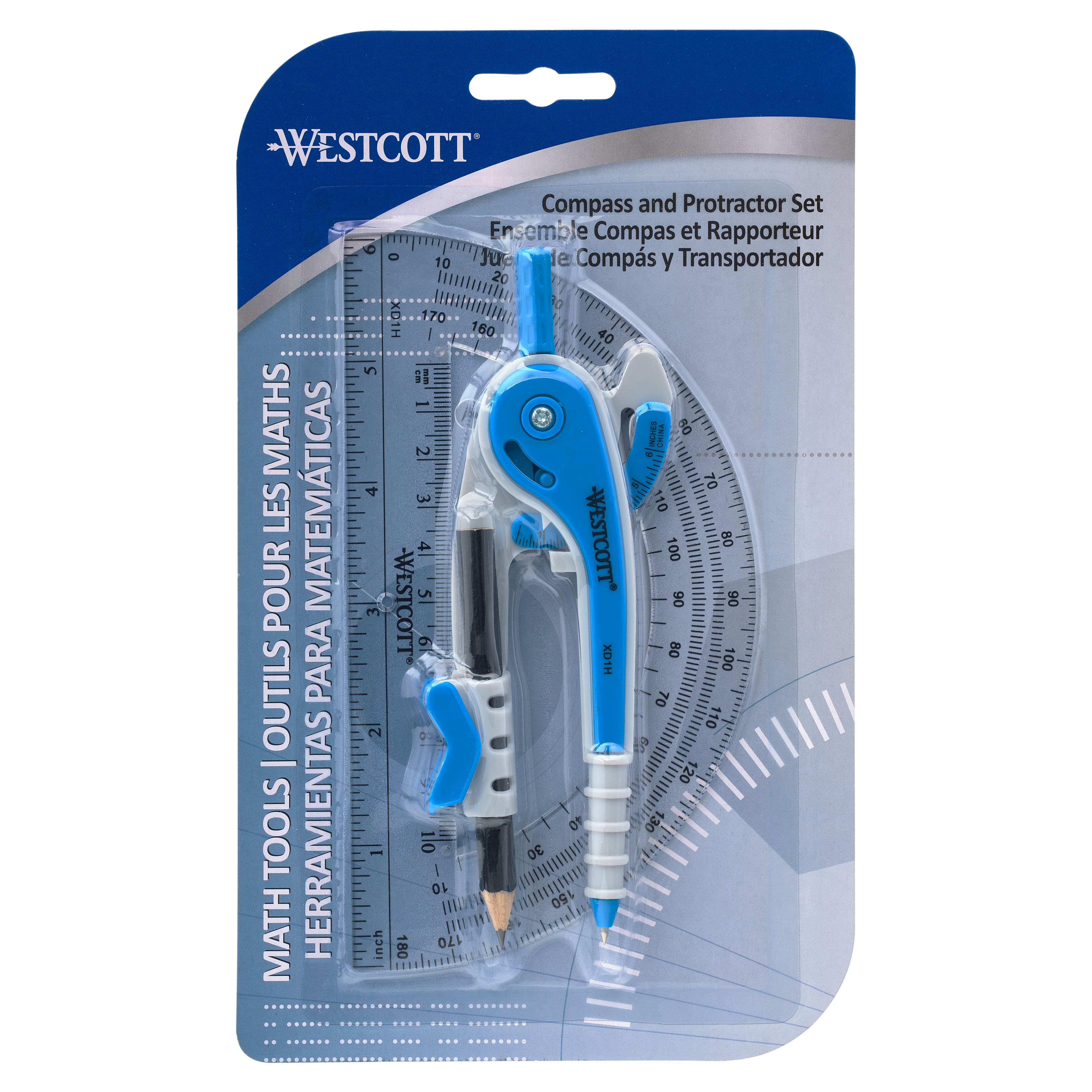 Maggift Compass and Protractor,Compasses Math 2 Piece Blue 