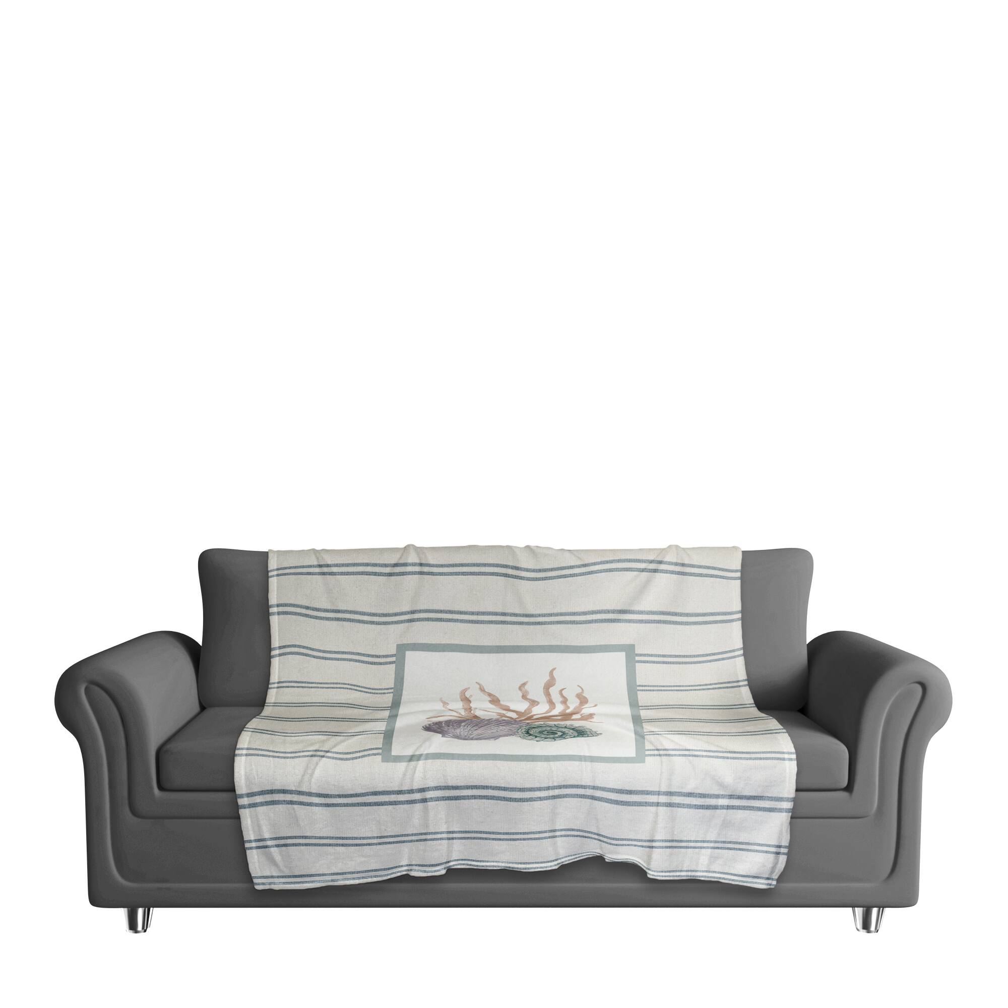 Scallop and Snail Shell 50&#x22; x 60&#x22; Coral Fleece Blanket