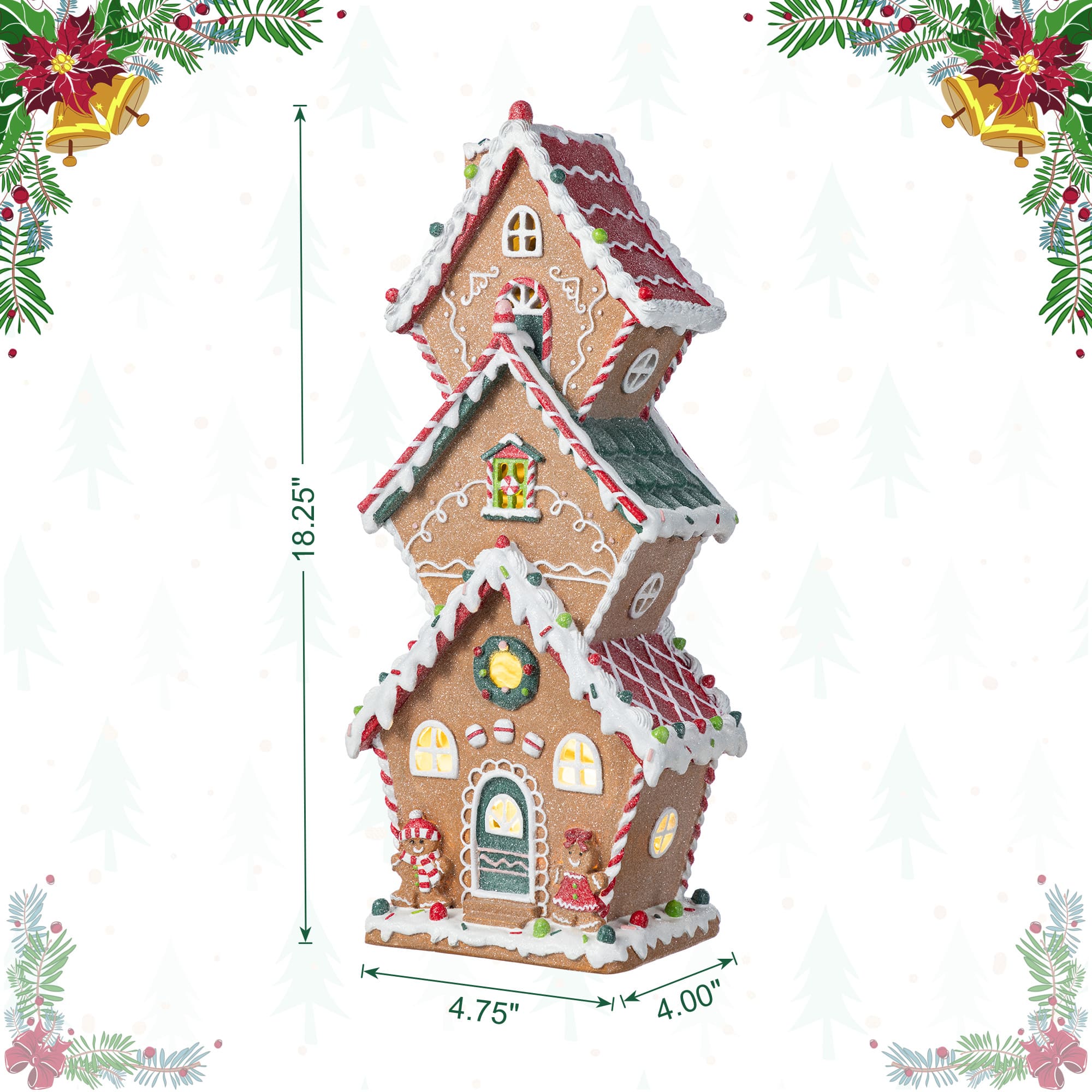 Glitzhome® 18.5" Lighted Resin Christmas Gingerbread House Table Decor