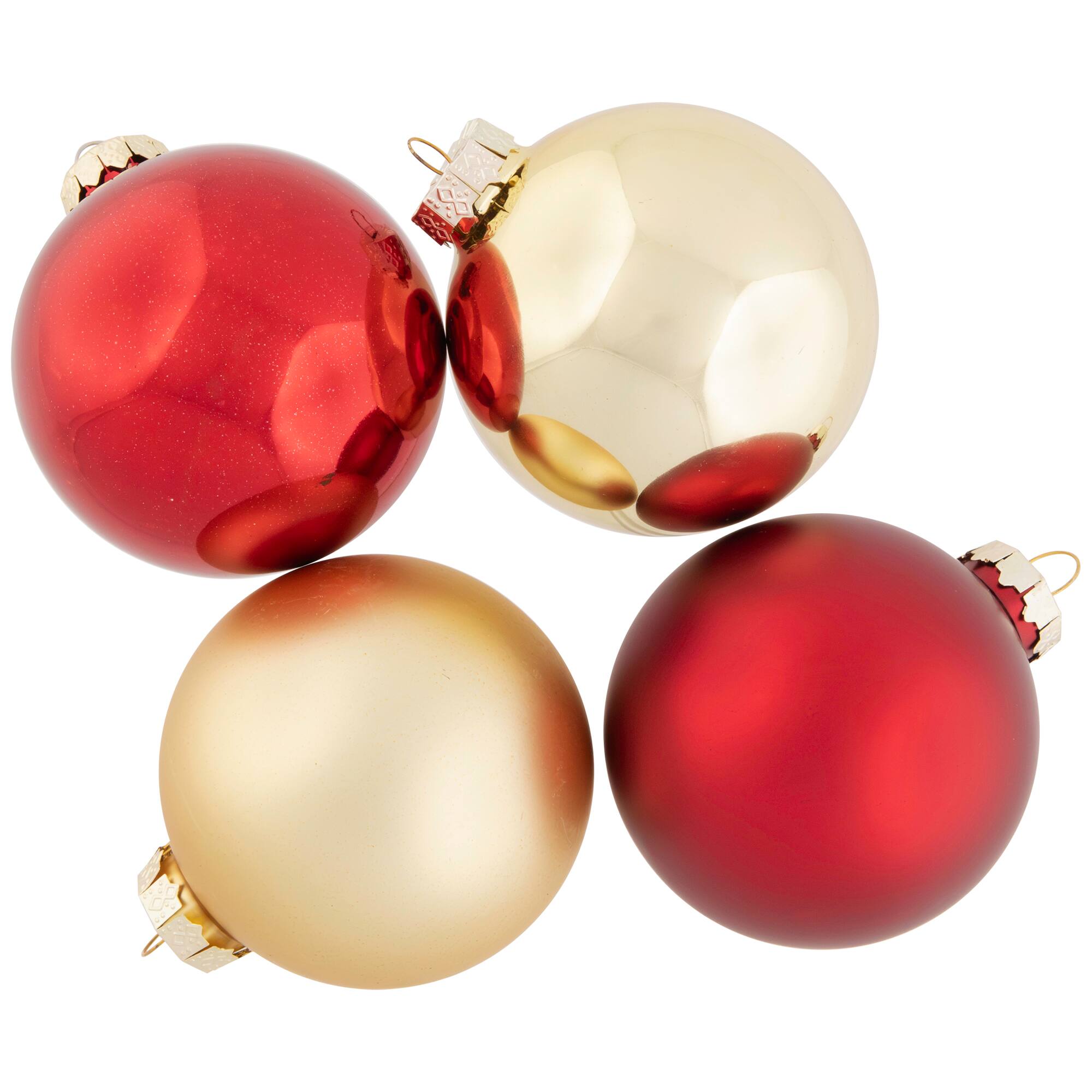 72ct. 4" Red & Gold Matte Glass Ball Ornaments
