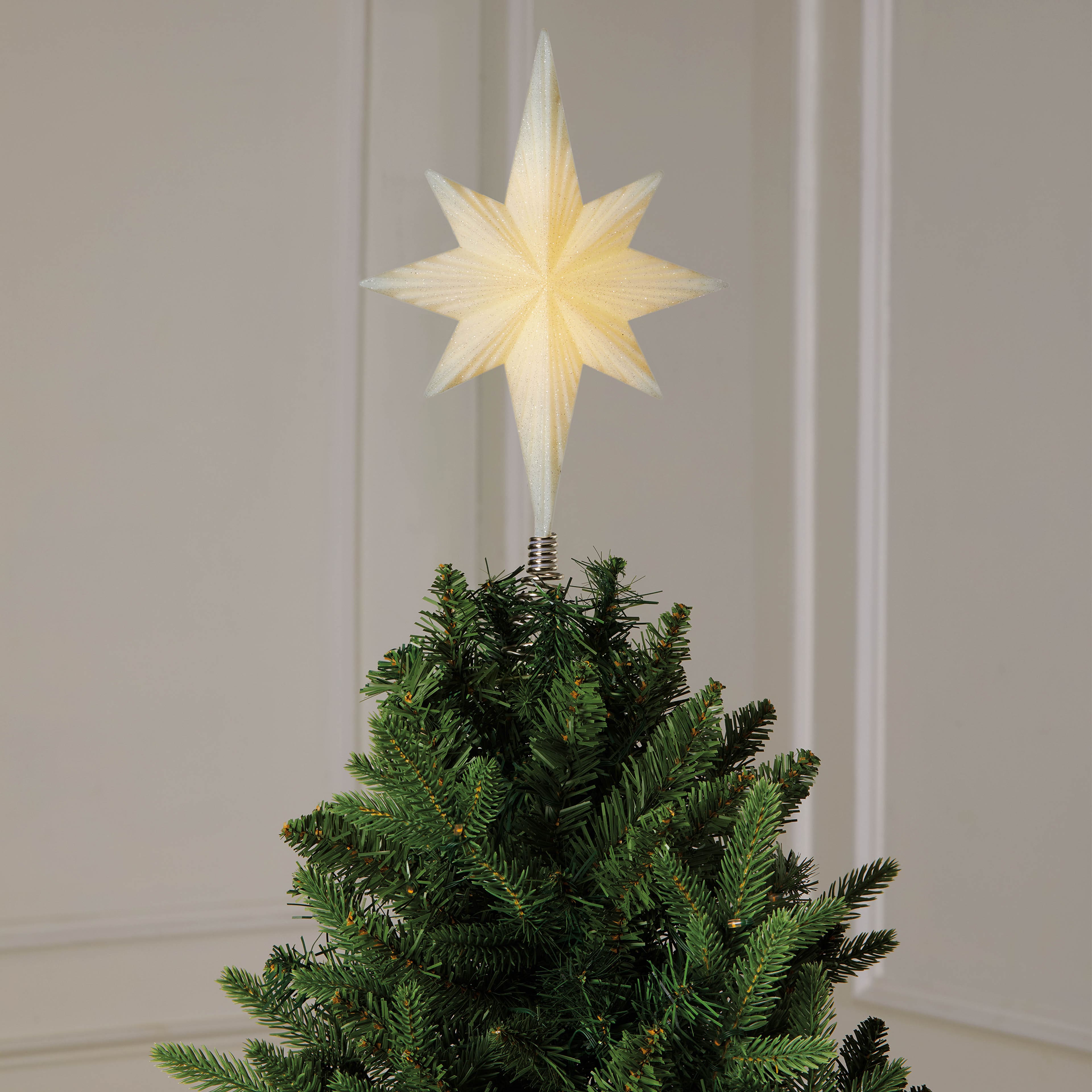 14.5&#x22; White Glitter Star LED Tree Topper by Ashland&#xAE;