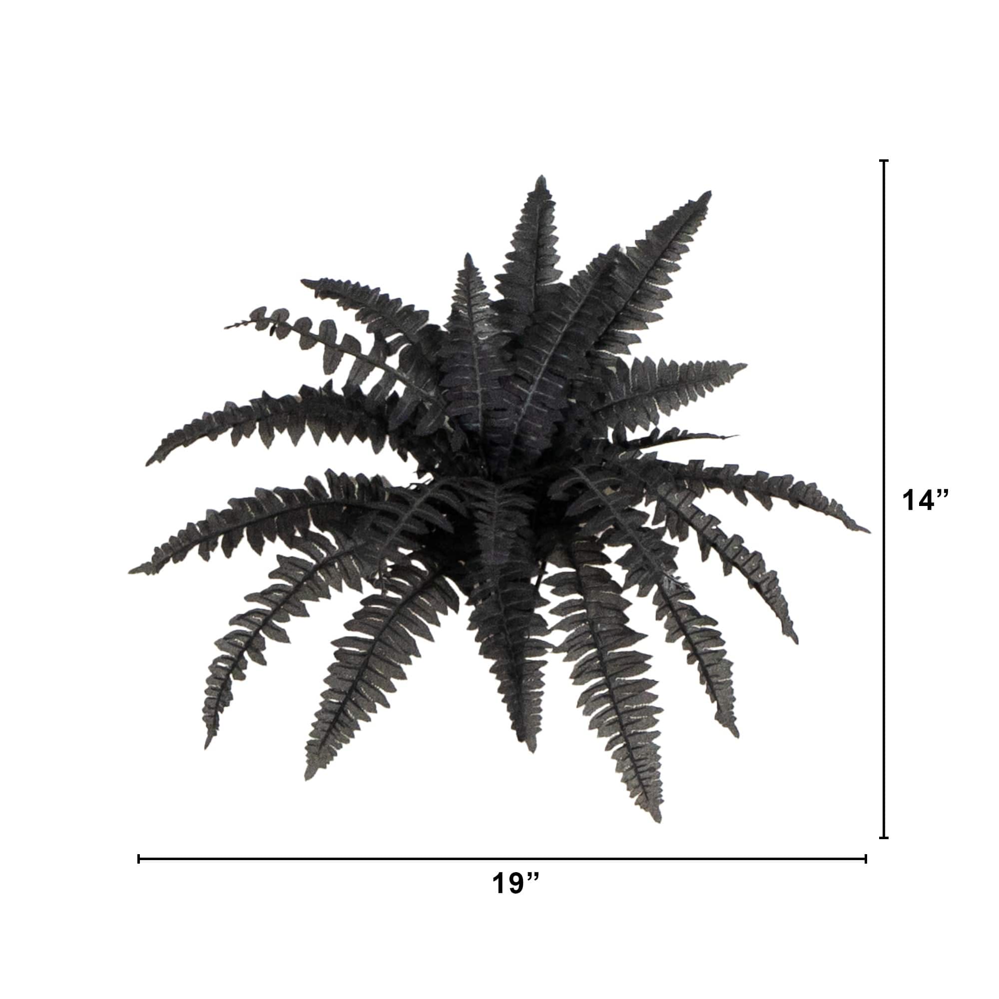 19in. Artificial Halloween Black Boston Fern - Set of 6