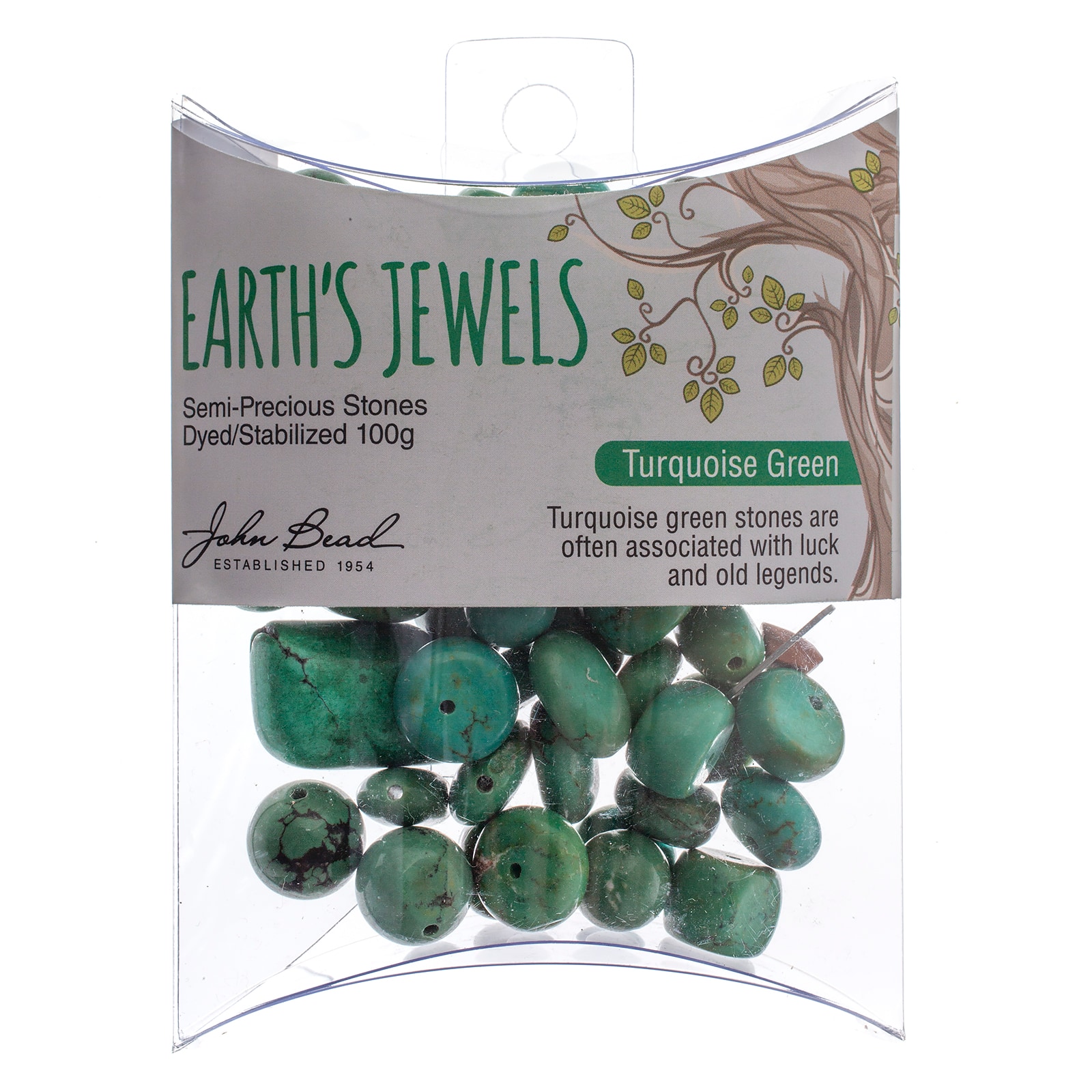 John Bead Earth's Jewels Natural Stone Bead Assortment, 100g