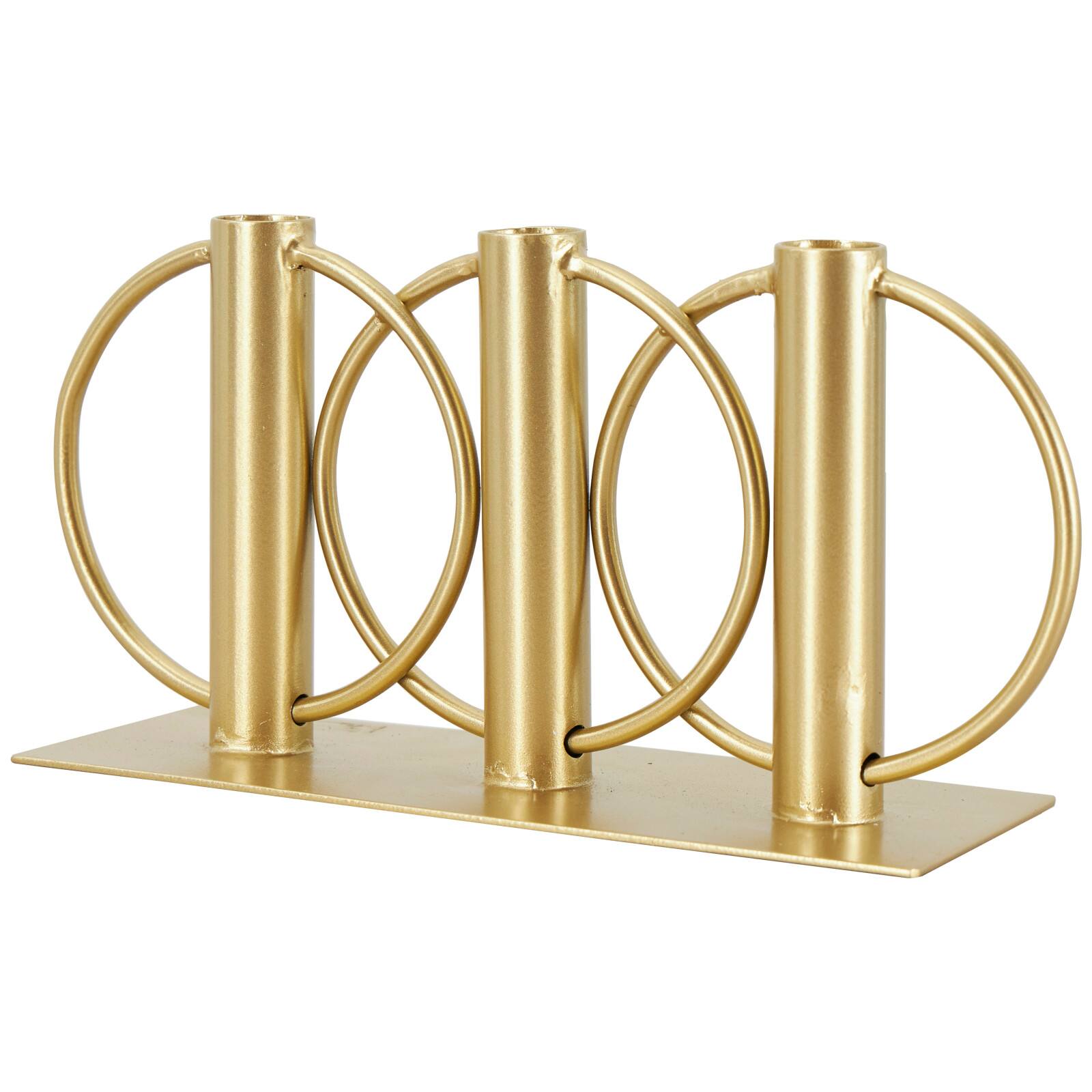 11" Gold Metal Overlapping Circular Ring Candelabra