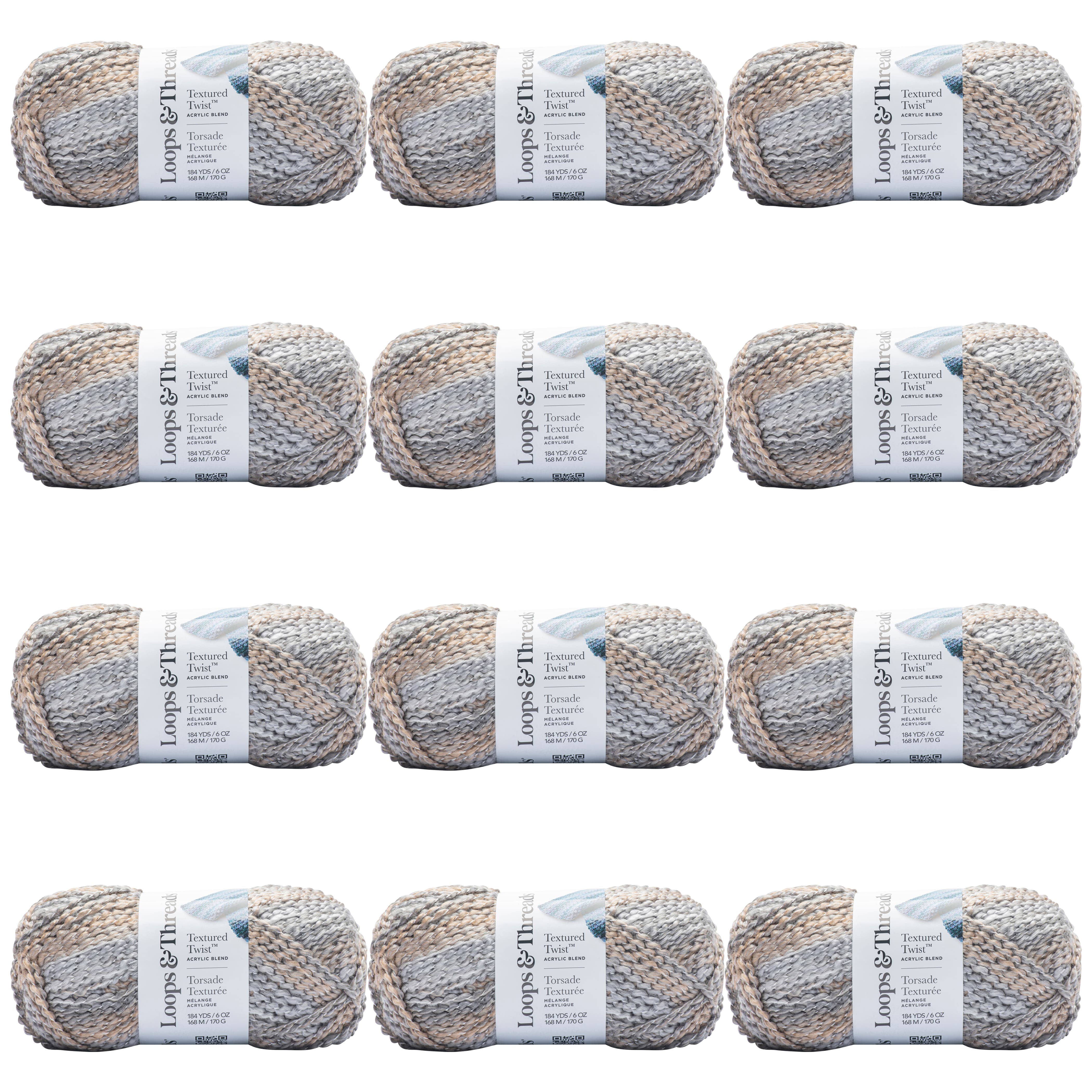 12 Pack: Textured Twist&#x2122; Yarn by Loops &#x26; Threads&#xAE;