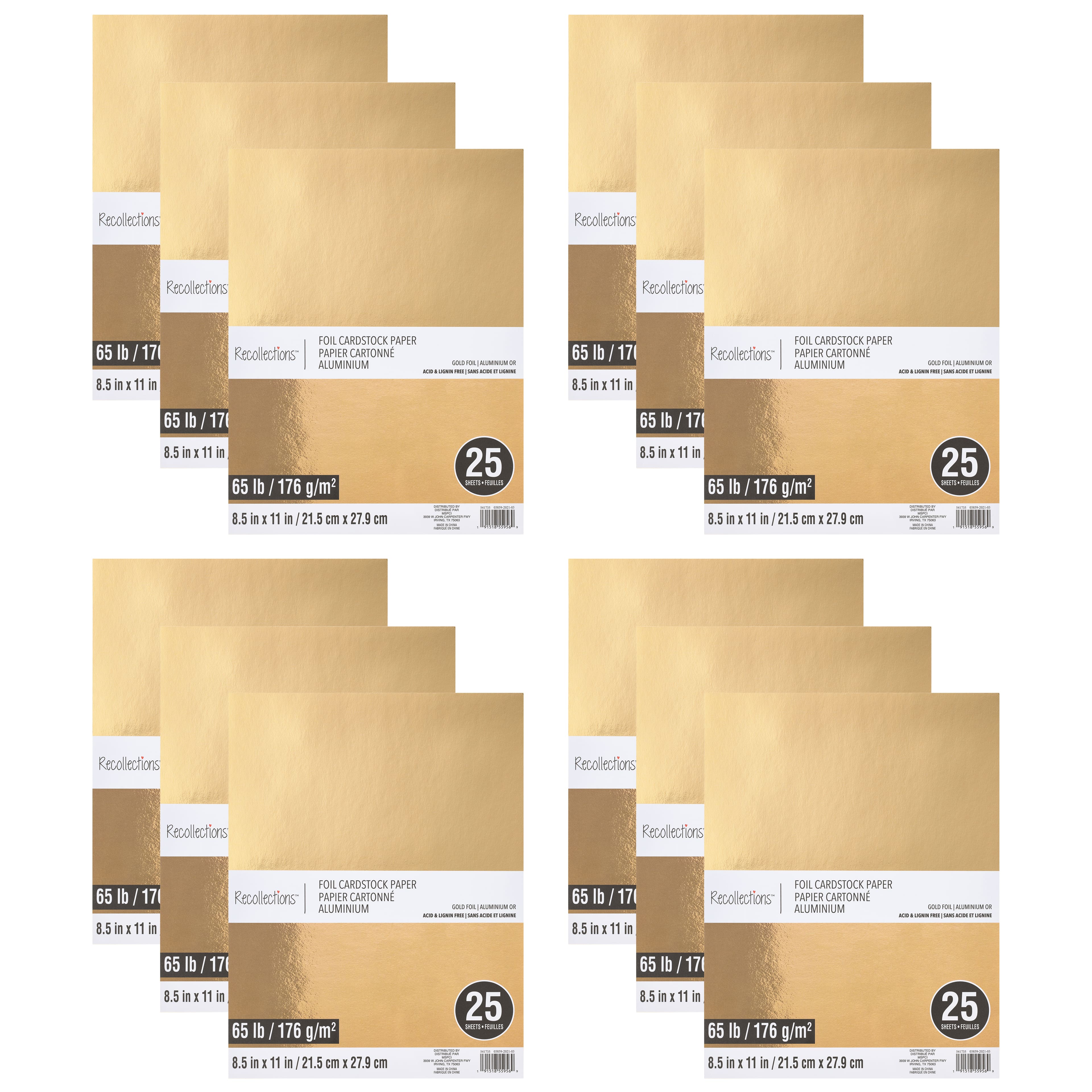12 Packs: 25 ct. (300 total) Gold Foil 8.5 x 11 Cardstock Paper by  Recollections™