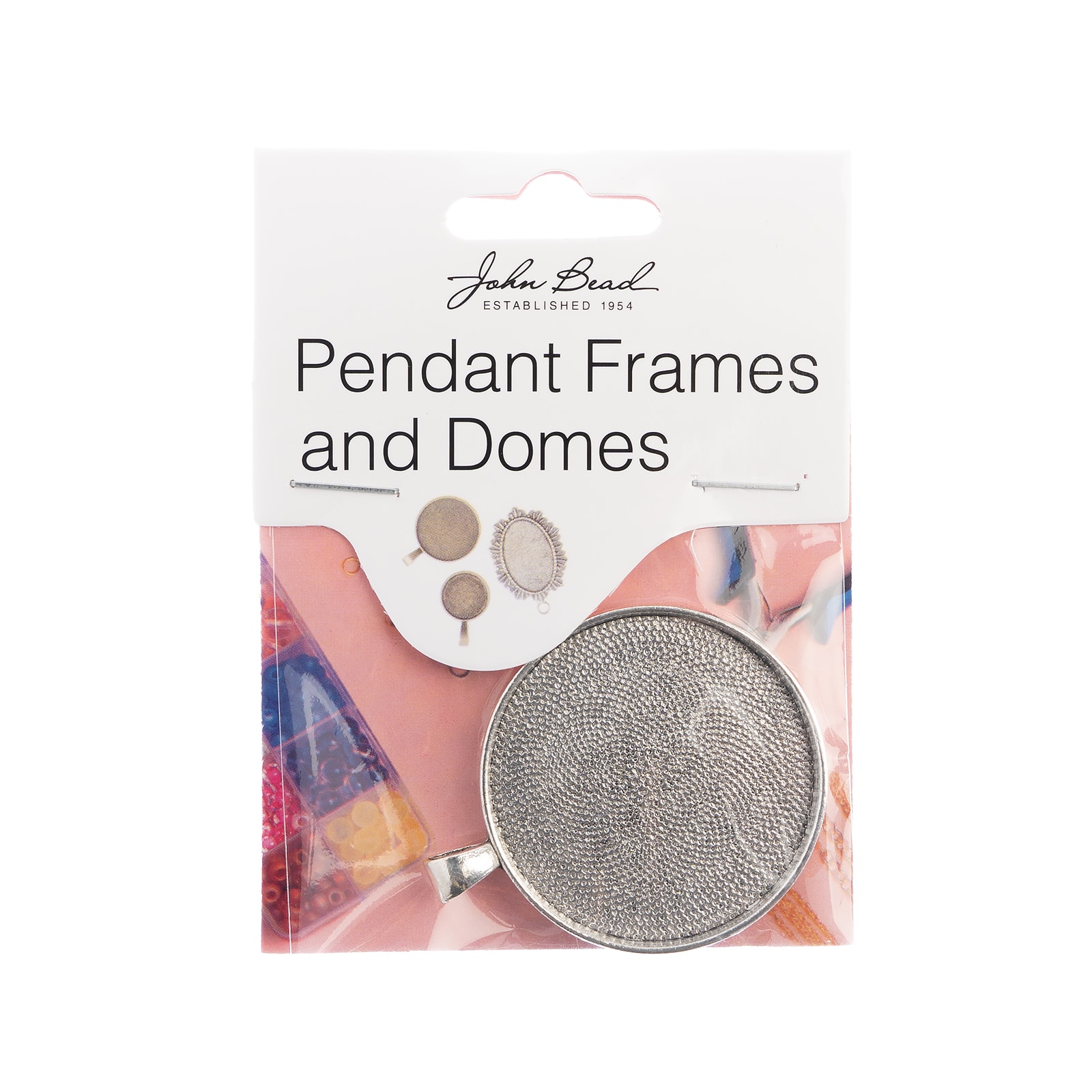 John Bead 40mm Antique Silver Round Pendant Frame