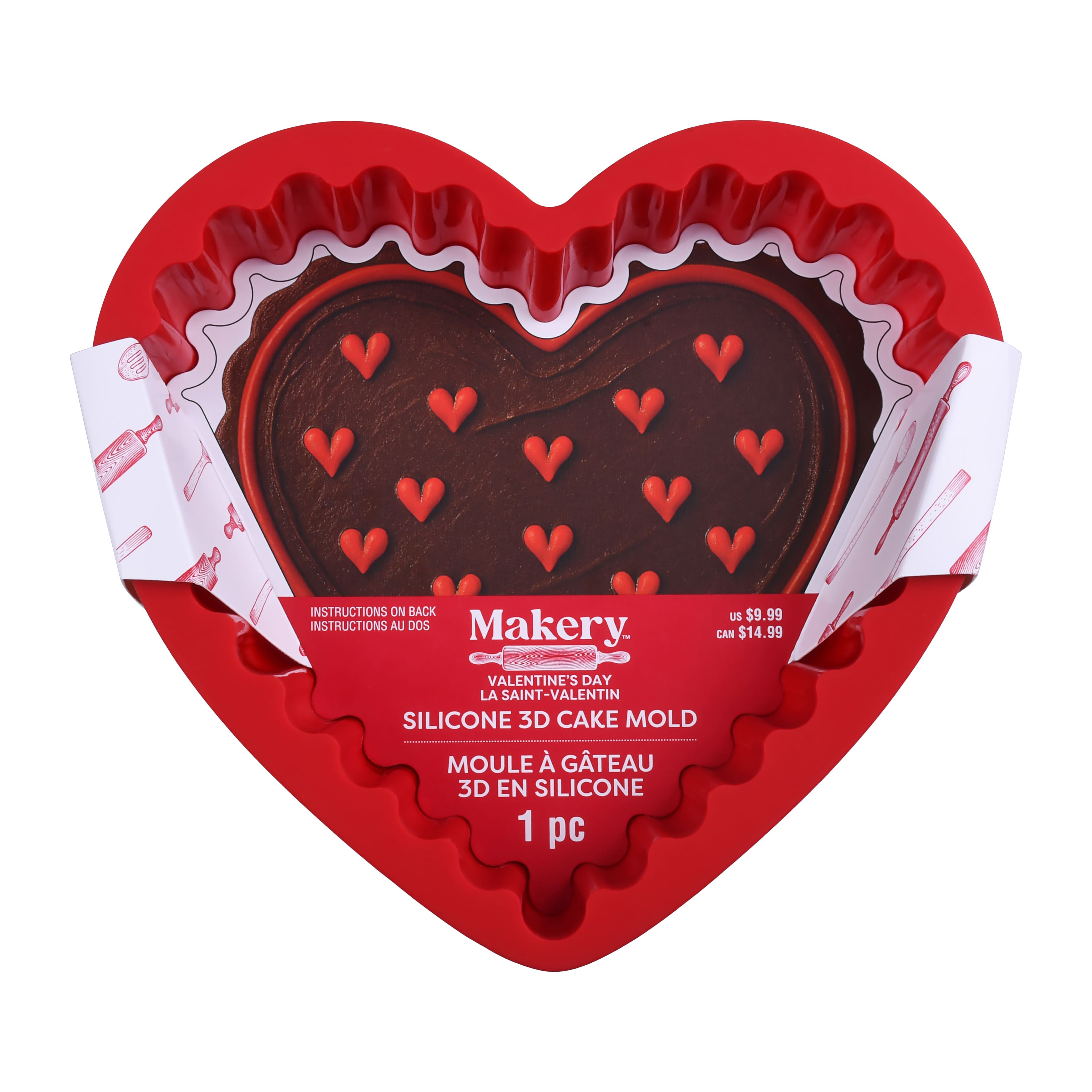 Small Red Heart Silicone 3D Cake Mold by Makery™