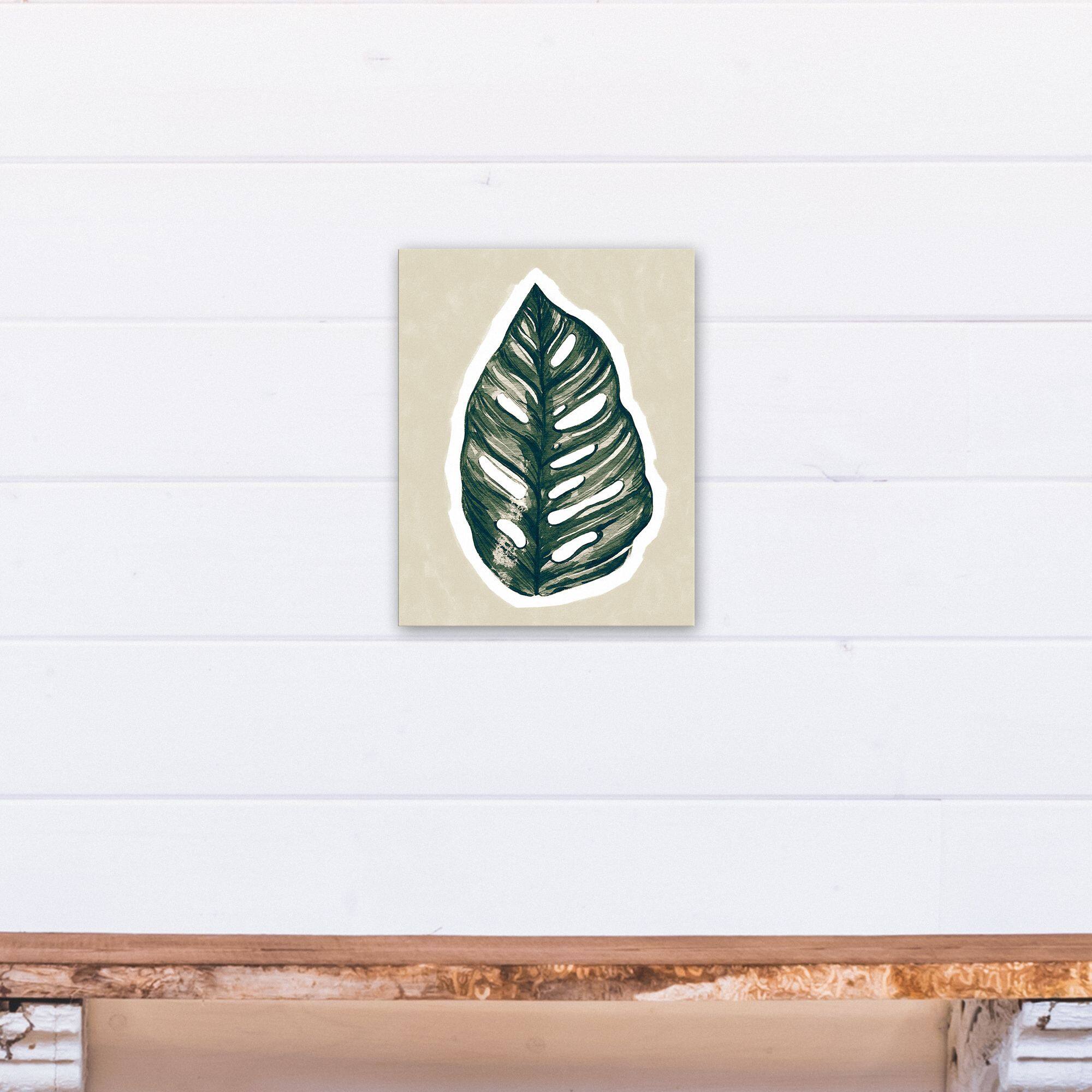 Navy Tropical Leaf 11" x 14" Canvas Wall Art