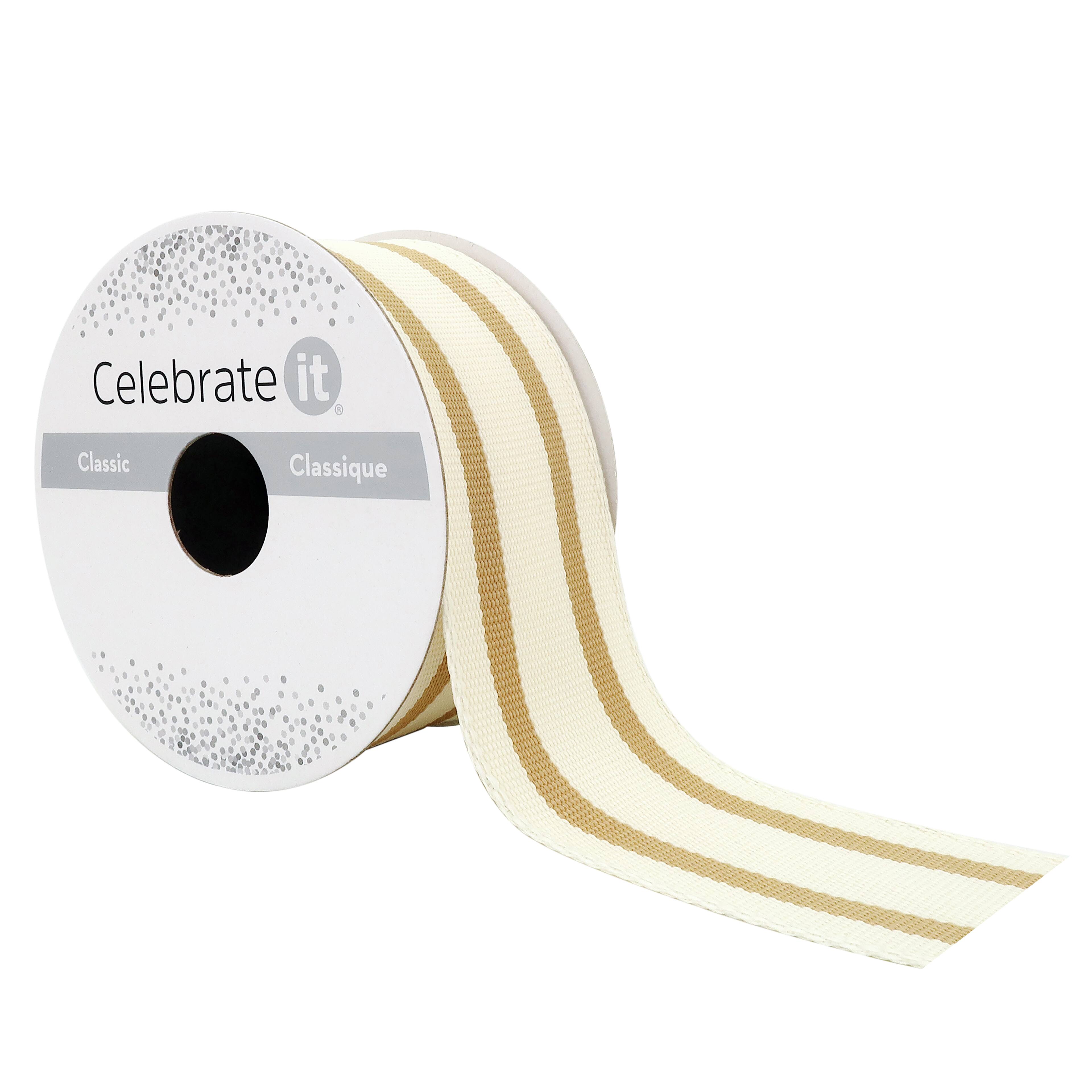 12 Pack: 1.5" x 3yd. Wired Ticking Stripe Ribbon by Celebrate It™