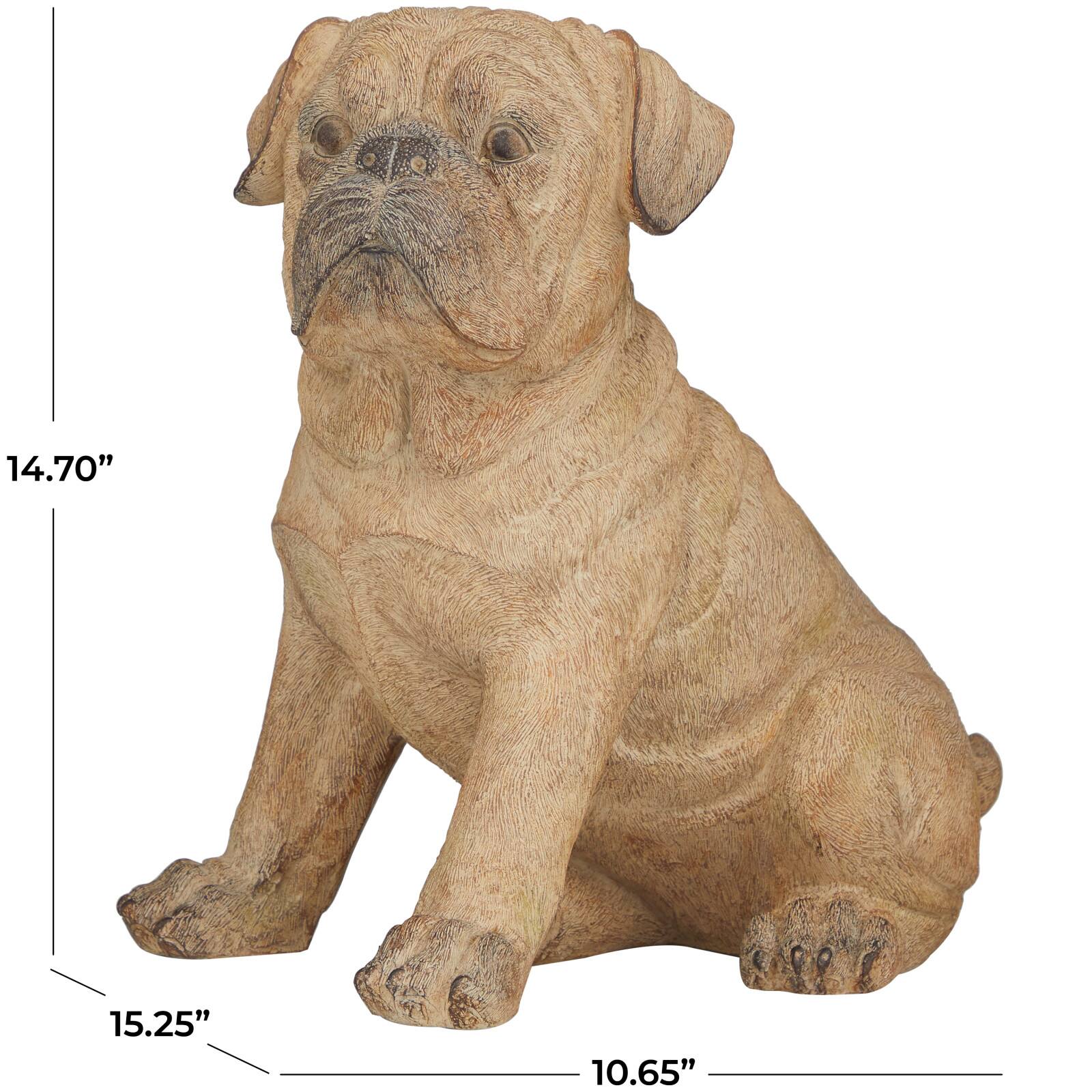 15" Light Brown Polystone Pug Sculpture