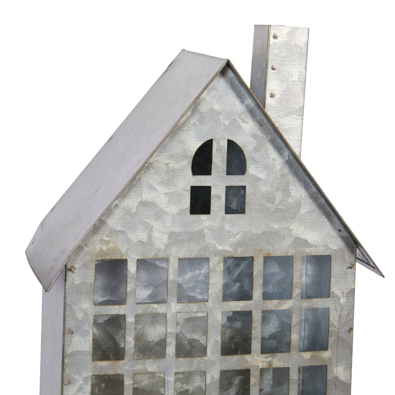 Set of 2 Grey Metal Farmhouse Candle Holder, 13", 18"