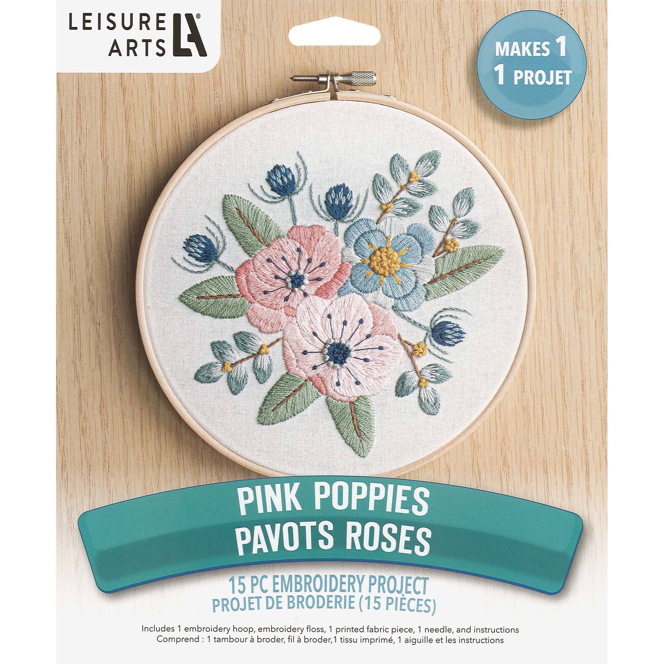 Leisure Arts® 6" Pink Poppies Embroidery Kit