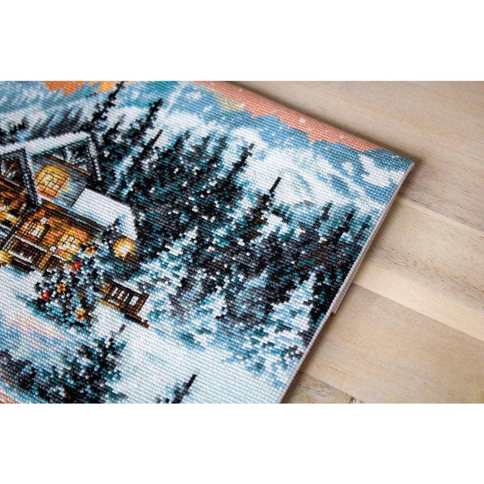 Luca-S Snowy Cabin Counted Cross Stitch Kit
