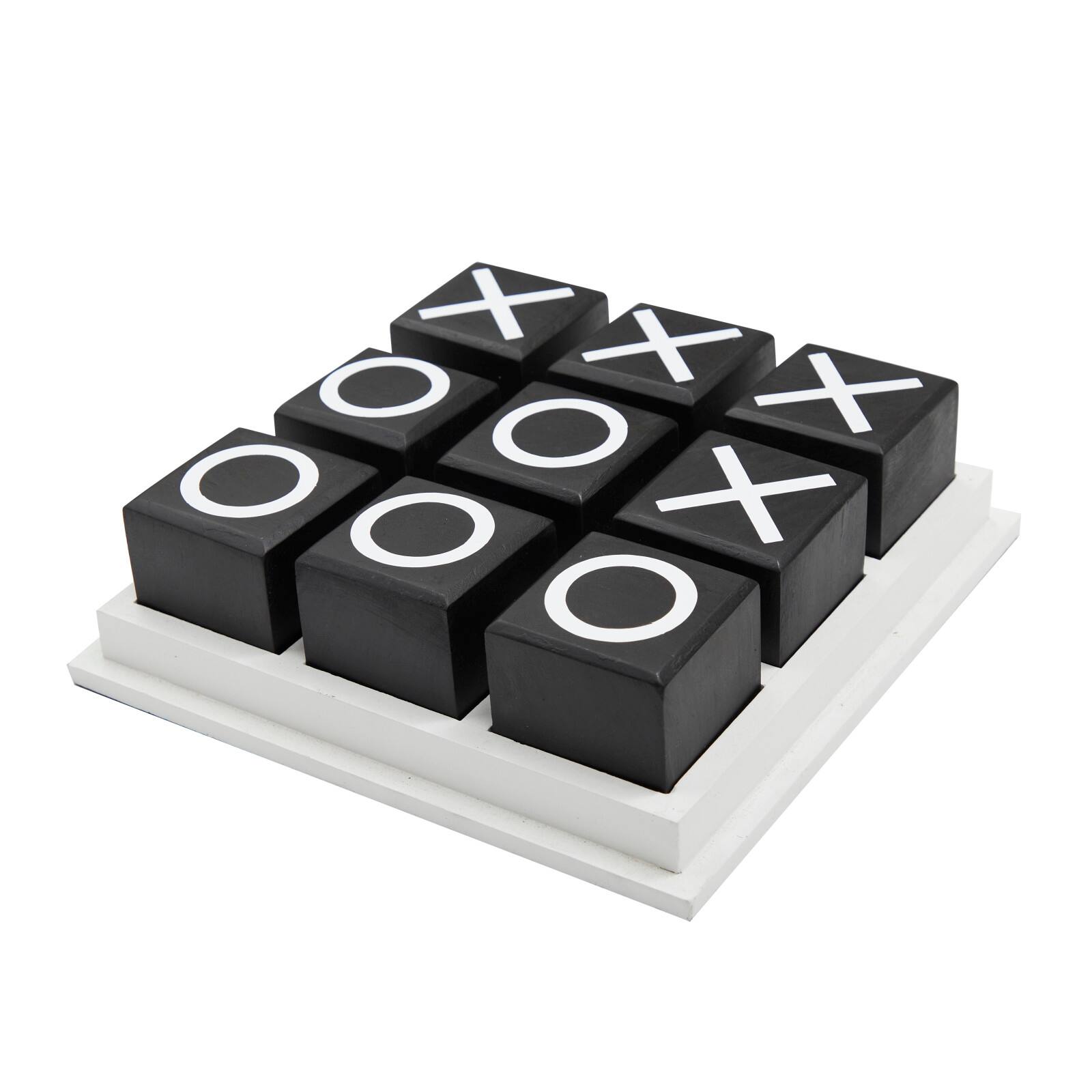 9" Black Wood Tic-Tac-Toe Game Set
