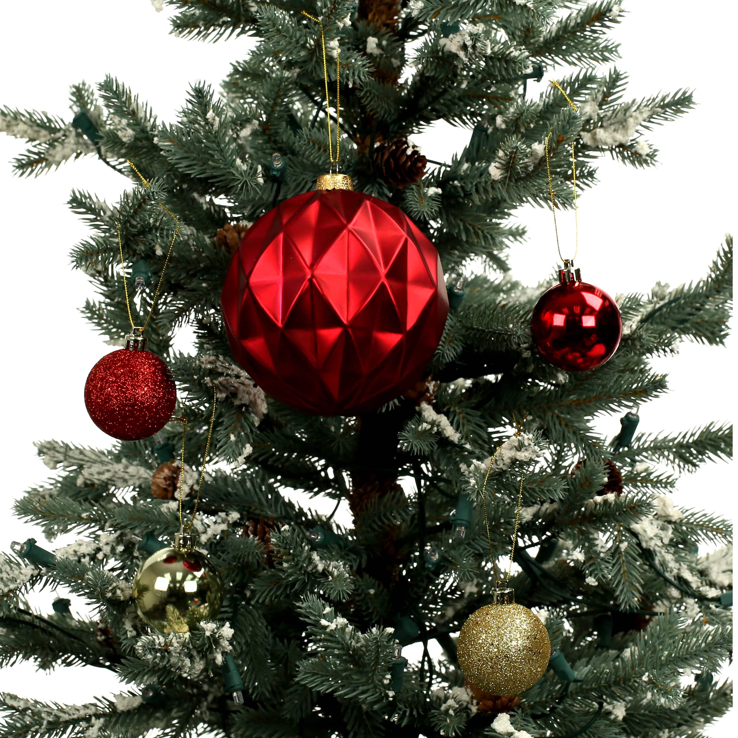 44 Pack 1.8" & 4.7" Red, Green & Gold Mixed Finish Shatterproof Ball Ornaments by Ashland®
