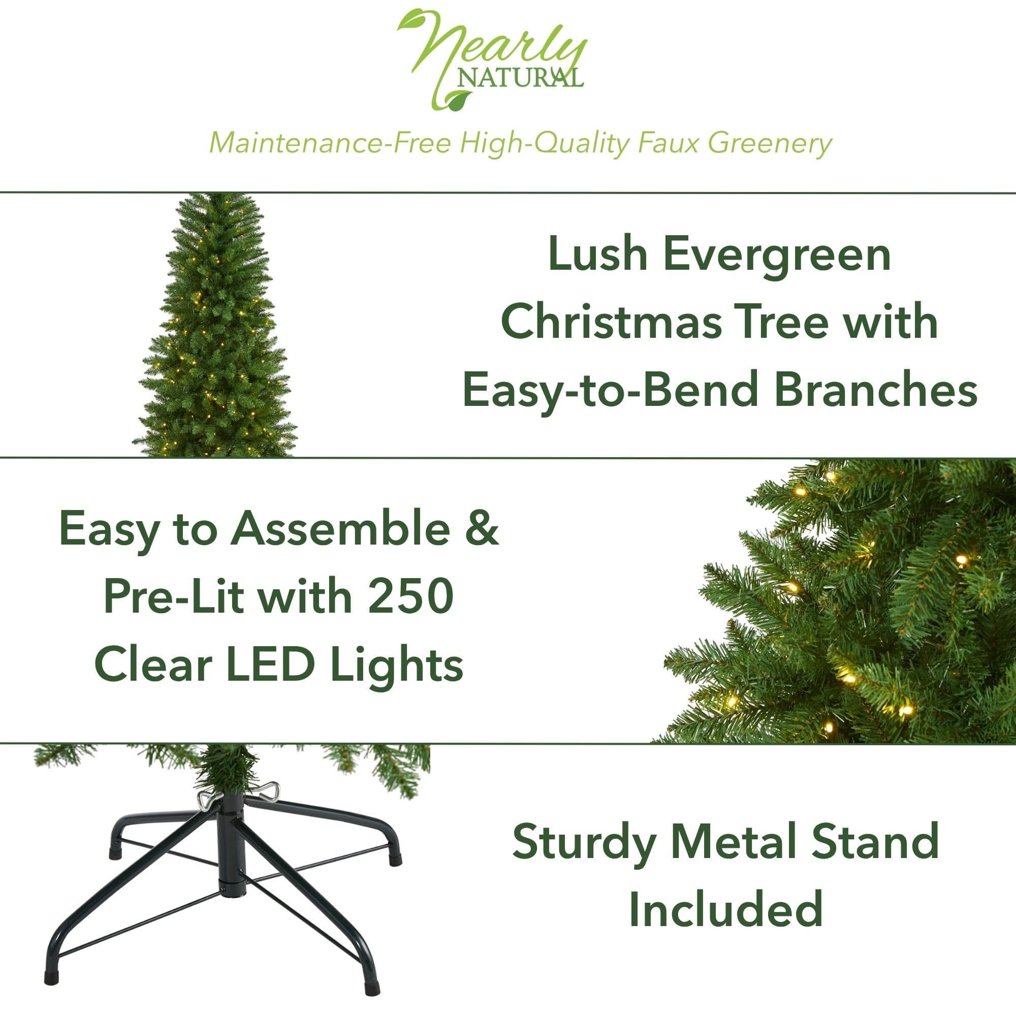 6ft. Pre-Lit Green Mountain Pine Artificial Christmas Tree, Clear LED Lights