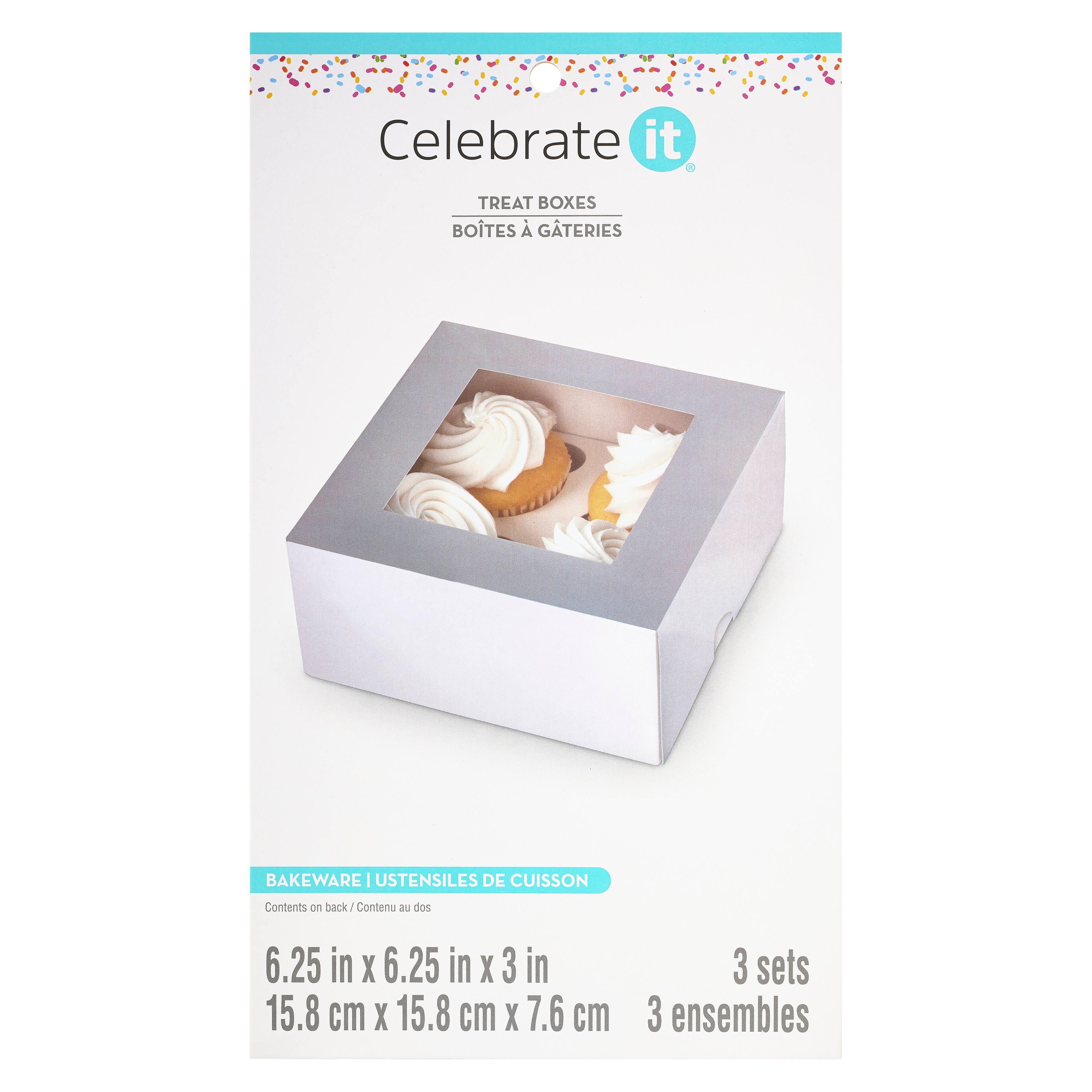 6 Packs: 3 ct. (18 total) Silver &#x26; White Cupcake Boxes by Celebrate It&#xAE;