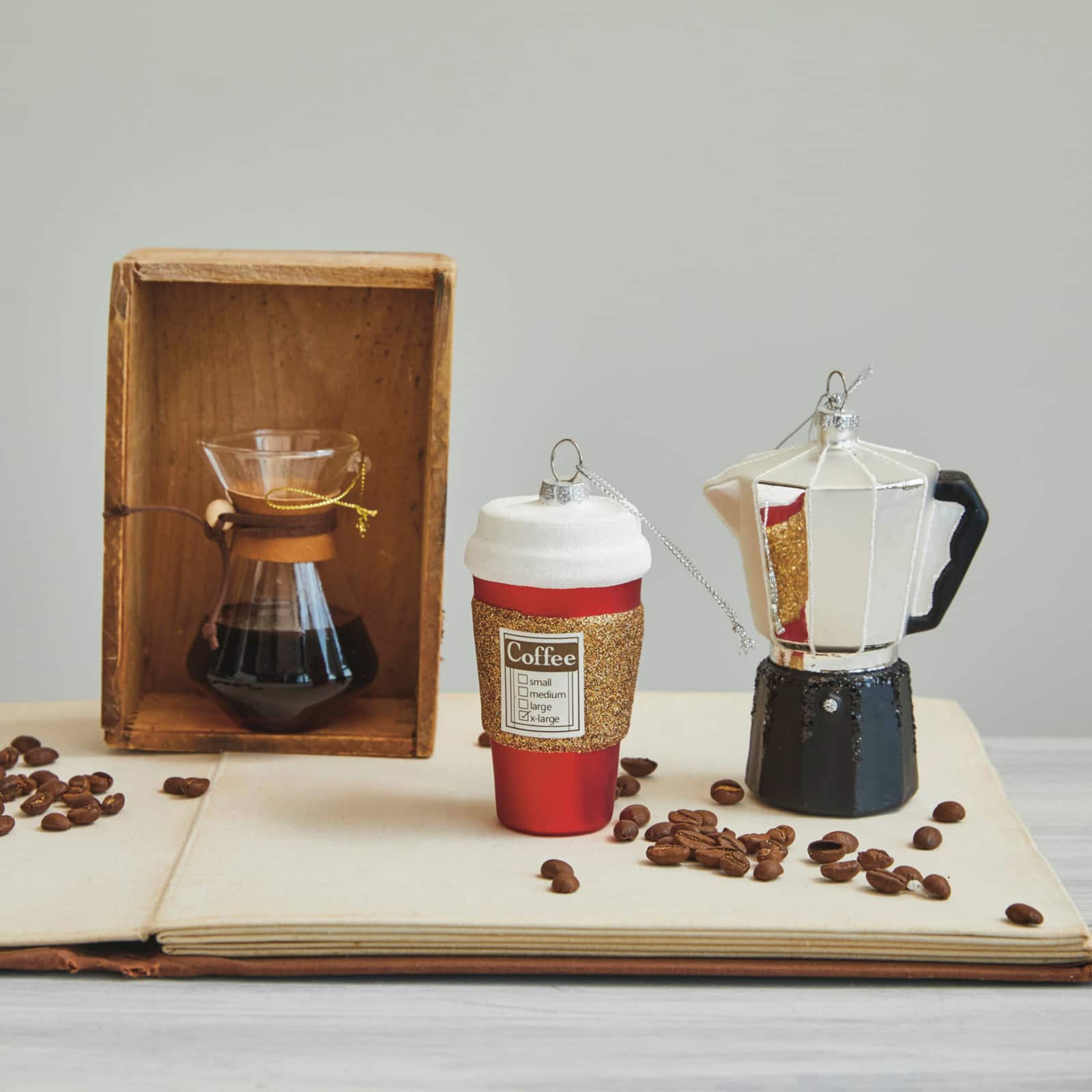 Hello Honey&#xAE; 4.5&#x22; Glass Coffee To Go Cup Glitter Ornament