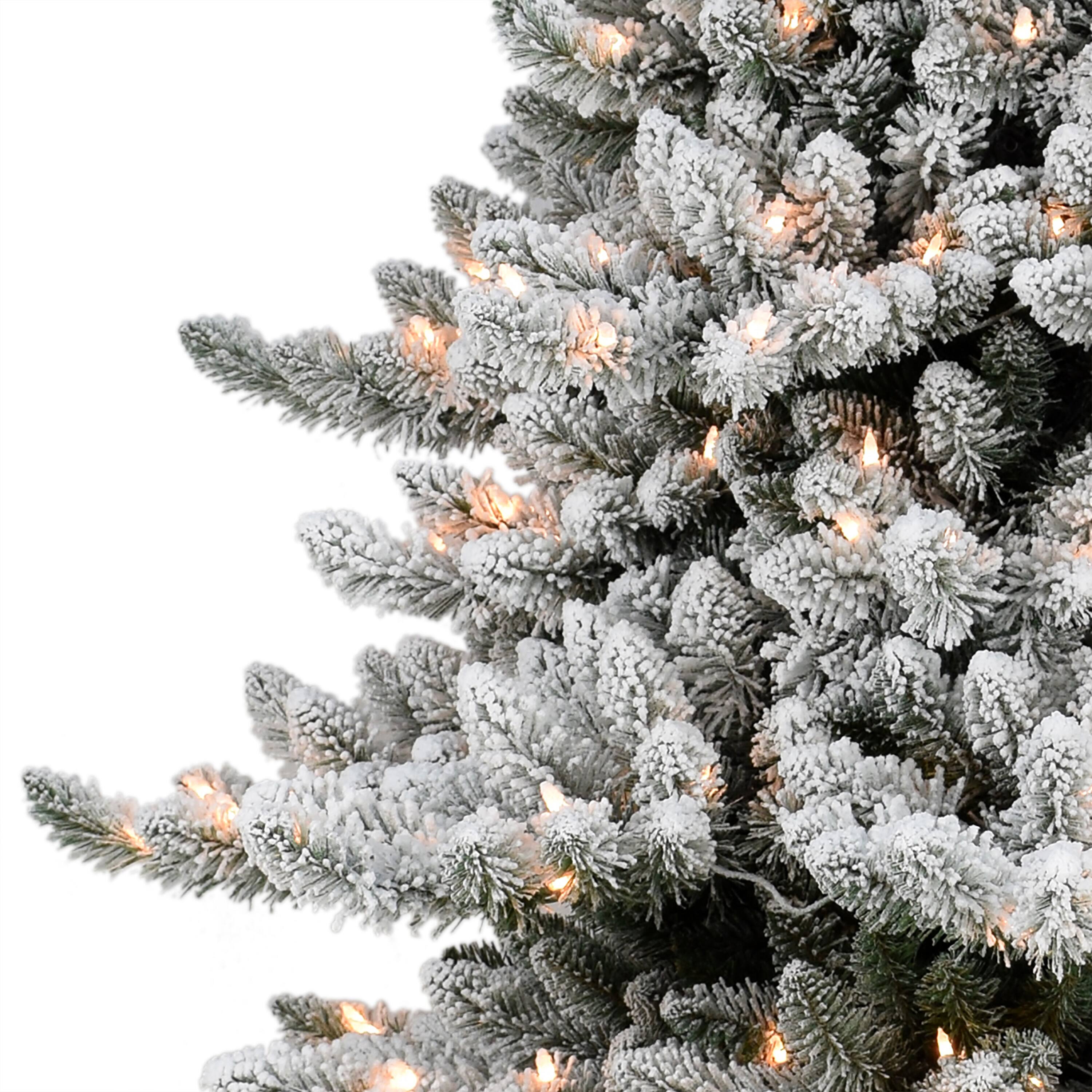 7.5ft. Pre-Lit Slim Flocked Royal Majestic Spruce Artificial Christmas Tree, Clear Lights