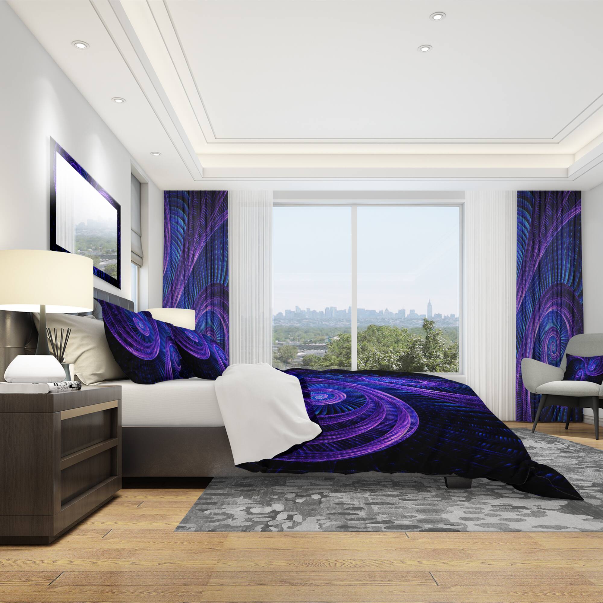 Designart 'Royal Purple & Blue Dream' Modern & Contemporary Bedding Set - Duvet Cover & Shams
