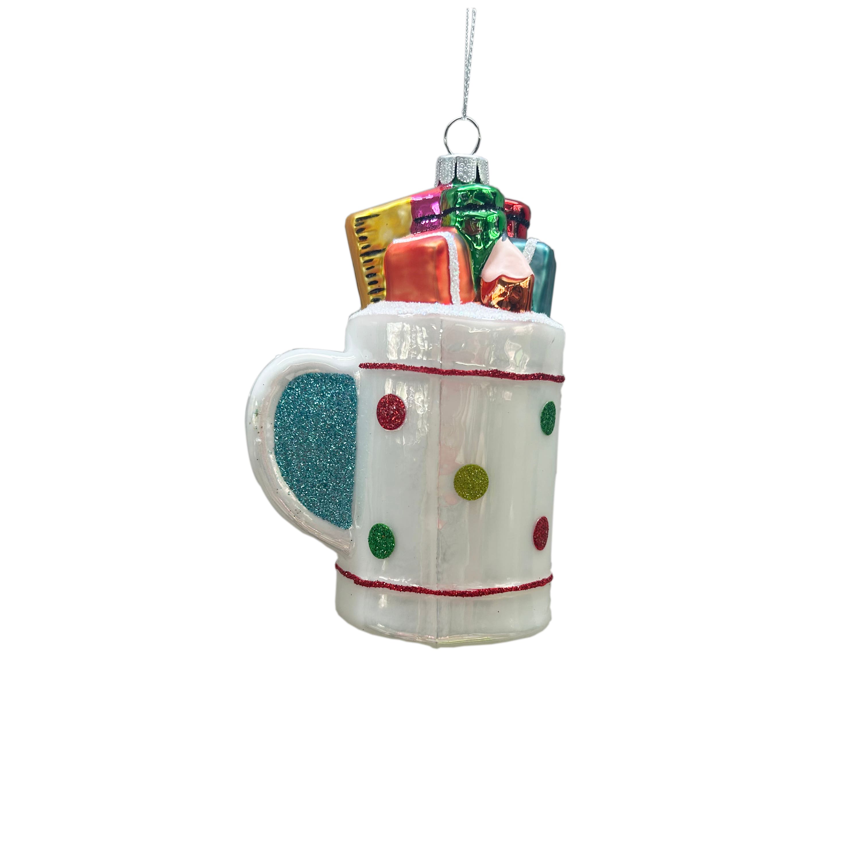 4&#x22; Pencil Mug Glass Ornament by Ashland&#xAE;, 1pc.