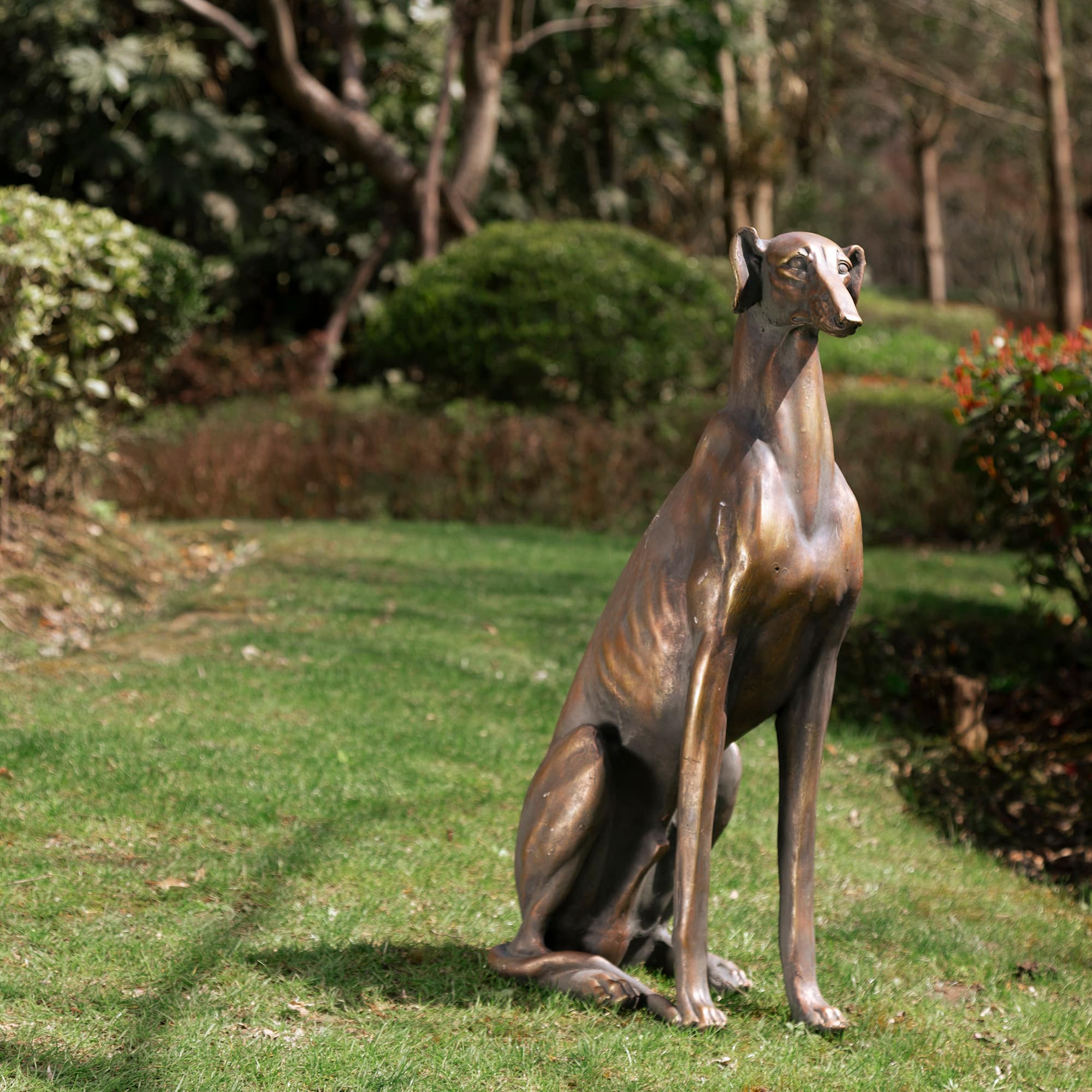 Glitzhome&#xAE; 30&#x22; Sitting Right Greyhound Dog Statue