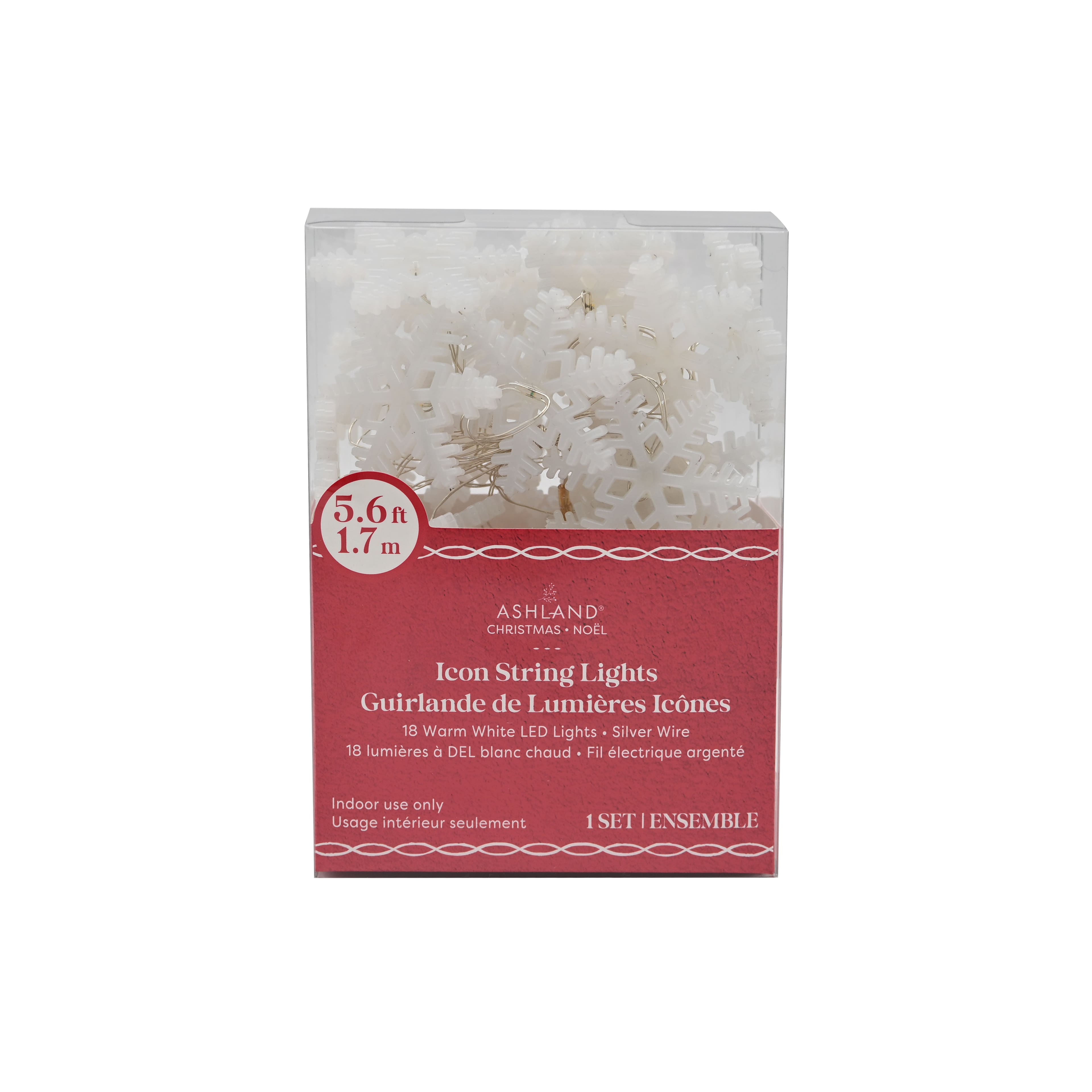 18ct. Warm White LED White Snowflake String Lights on Silver Wire by Ashland®