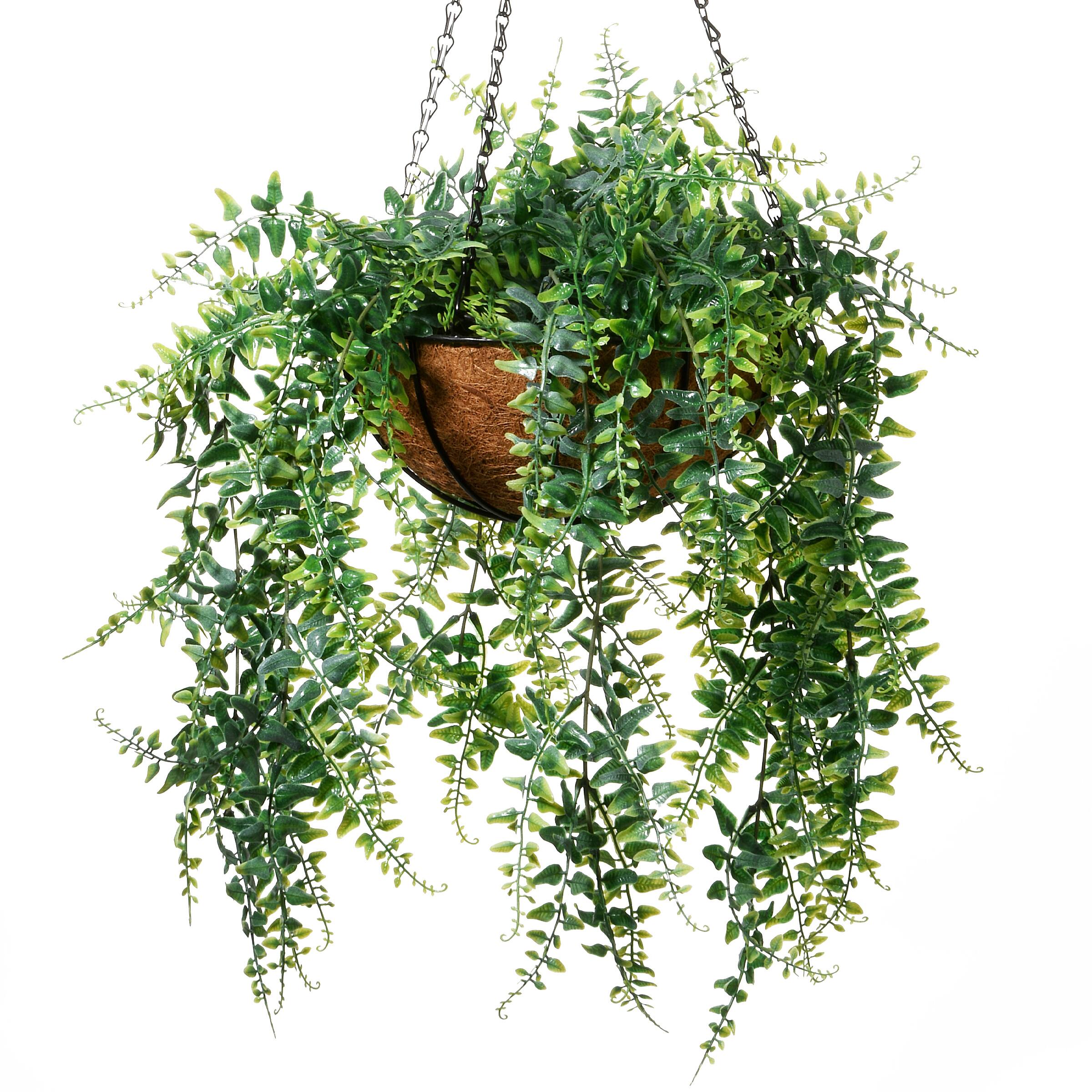 21" Fern Leaves Hanging Basket
