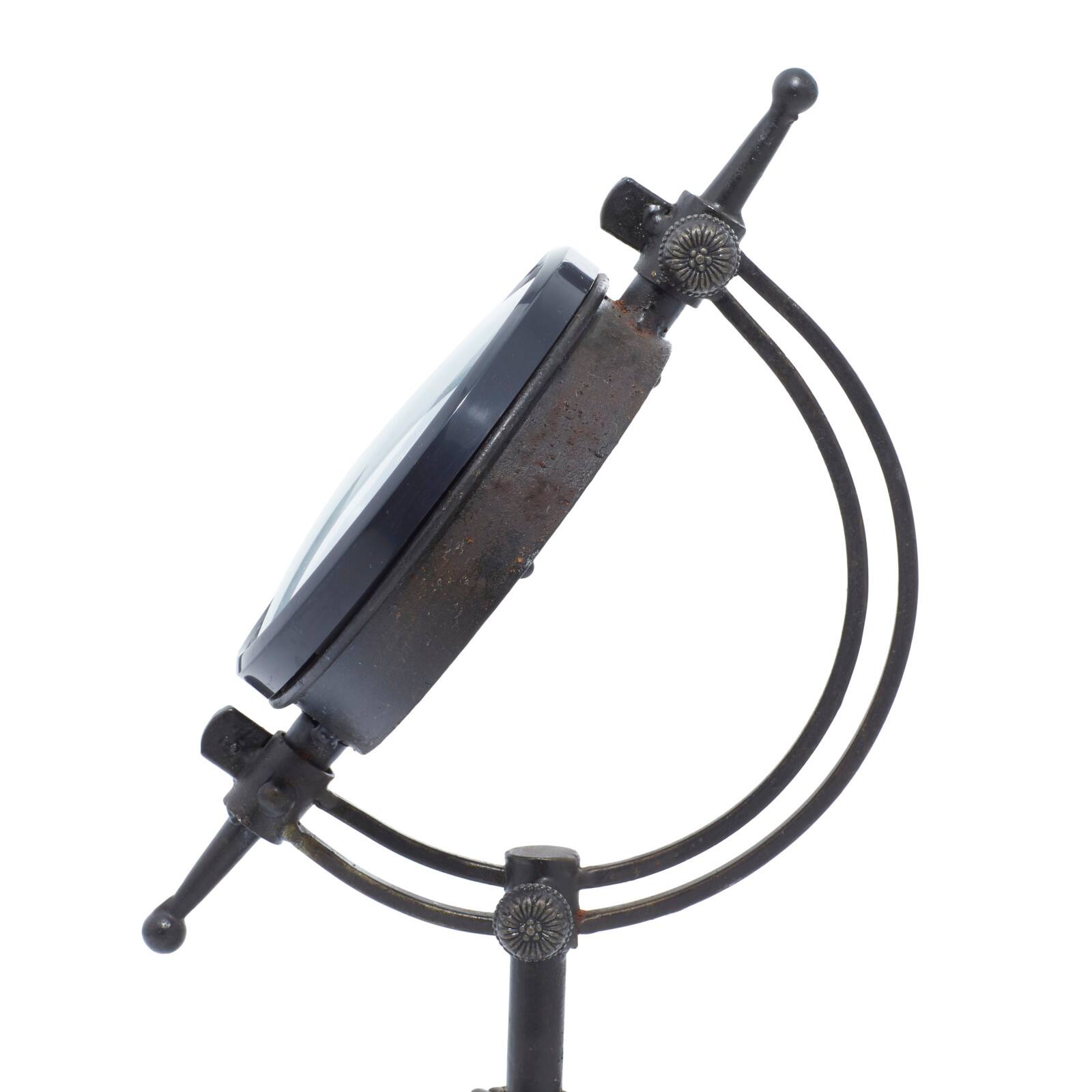 14&#x22; Black Metal Industrial Table Tripod Clock