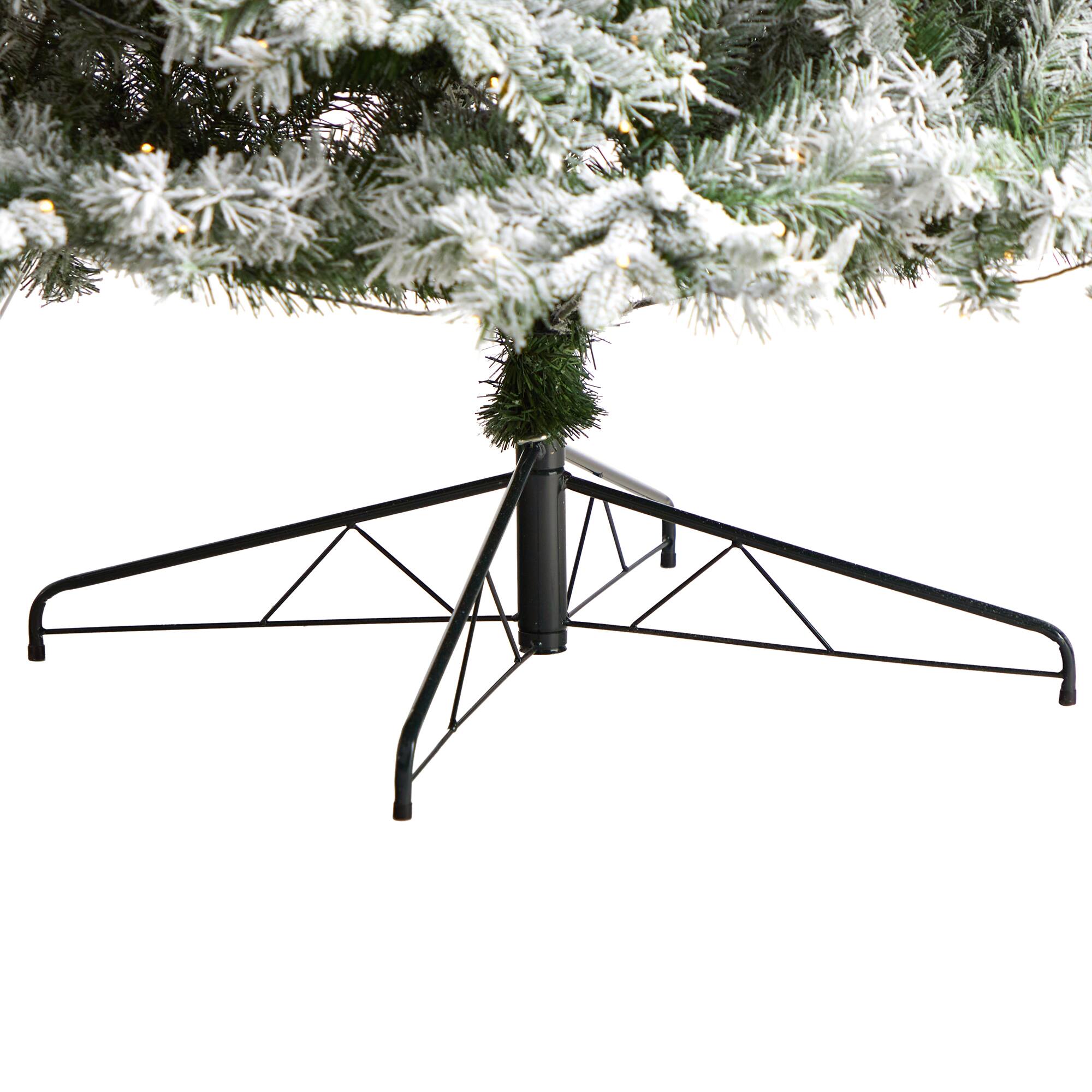 10ft. Pre-Lit Flocked Vermont Mixed Pine Artificial Christmas Tree, Clear LED Lights