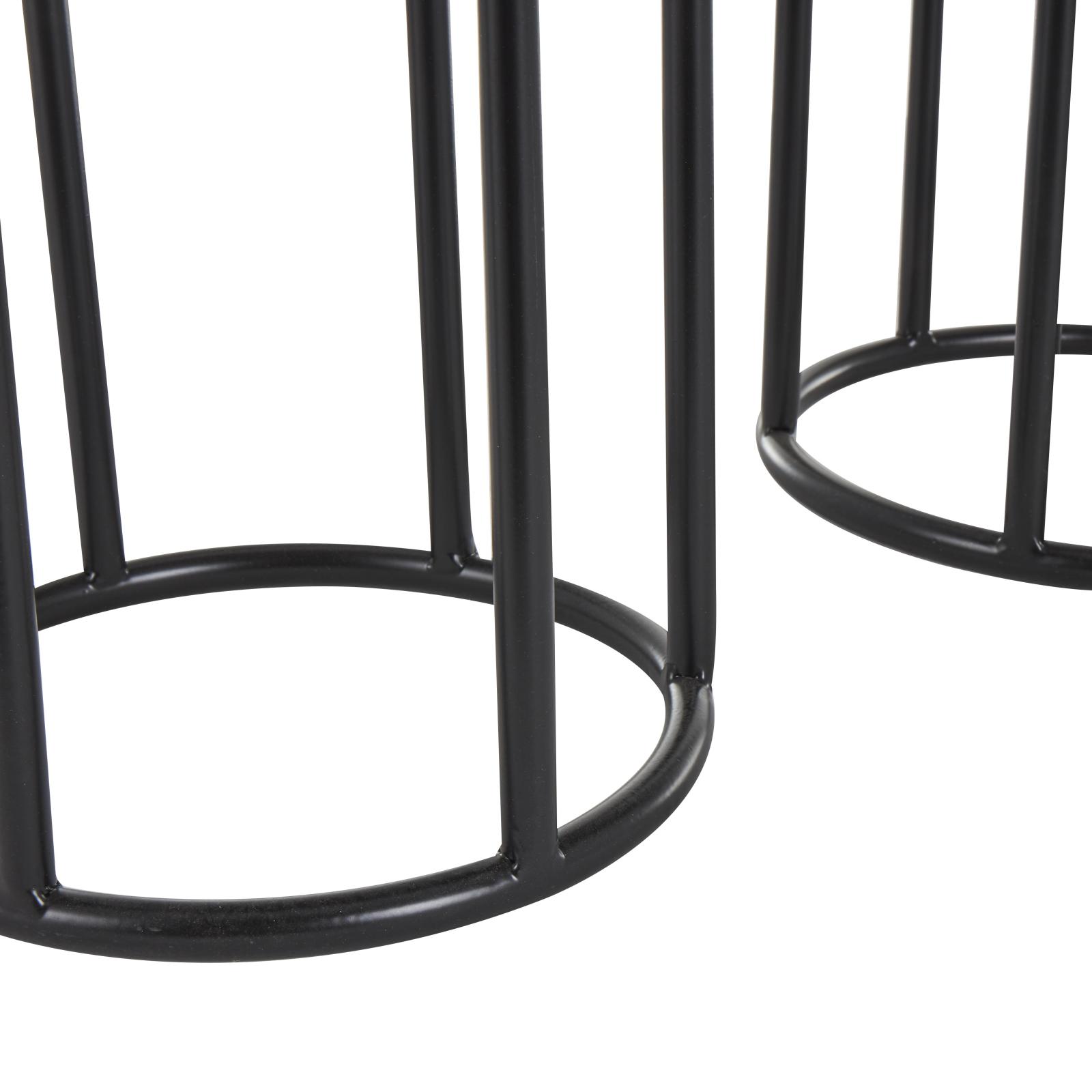 Black Metal Wash Textured Planter with Open Framed Black Caged Base Set