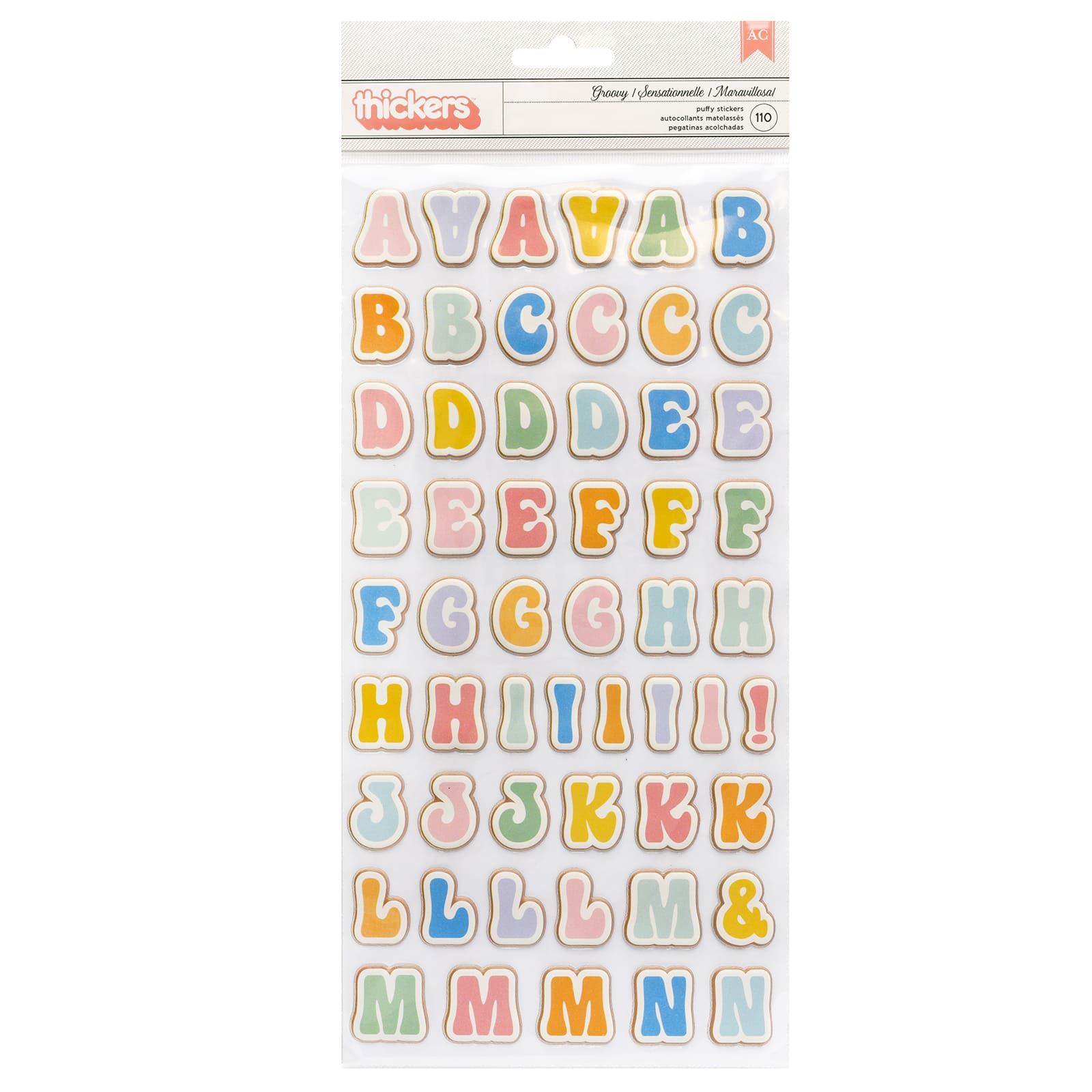 American Crafts&#x2122; Thickers&#x2122; Groovy Phrase &#x26; Accent Puffy Stickers