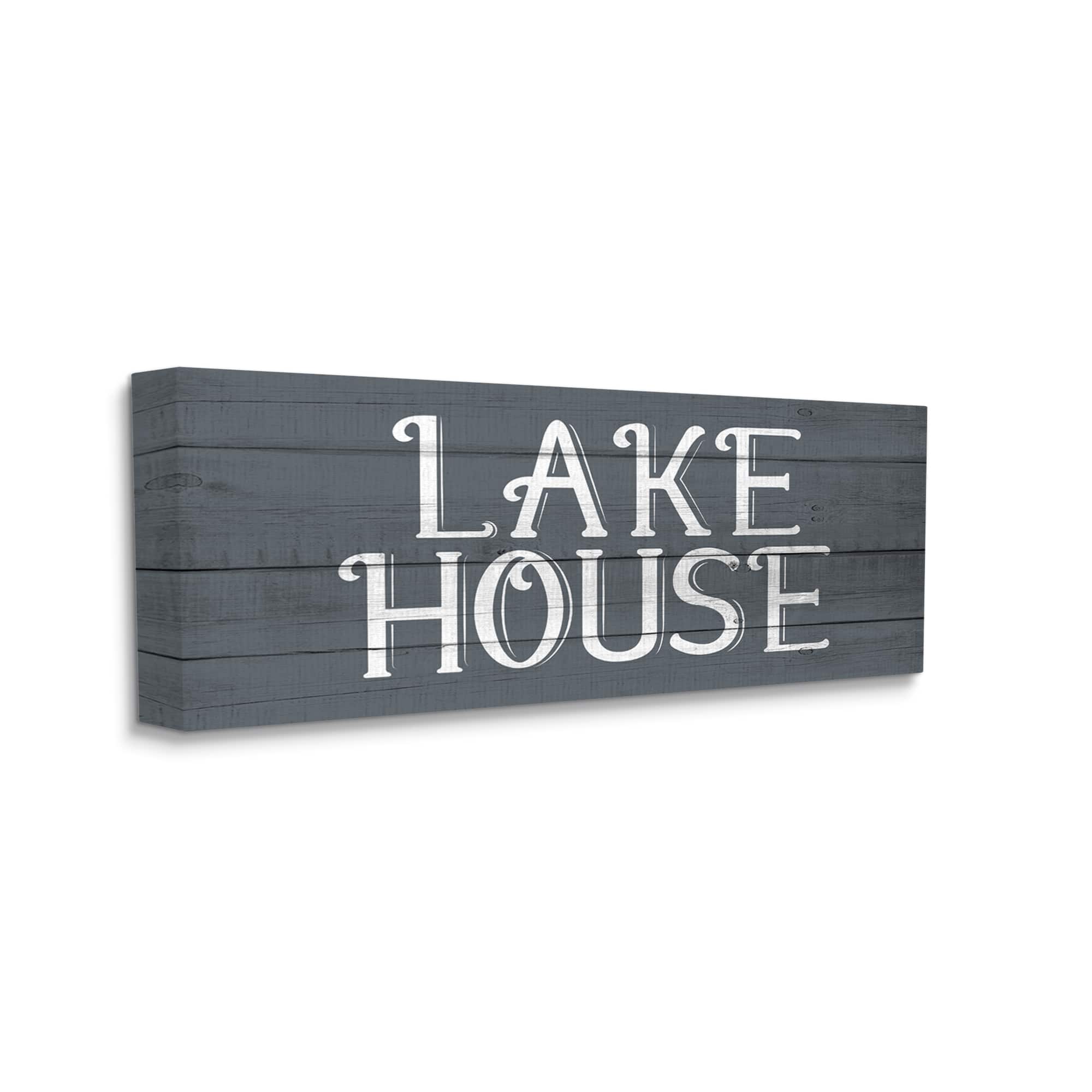 Stupell Industries Blue Lake House Sign Canvas Wall Art