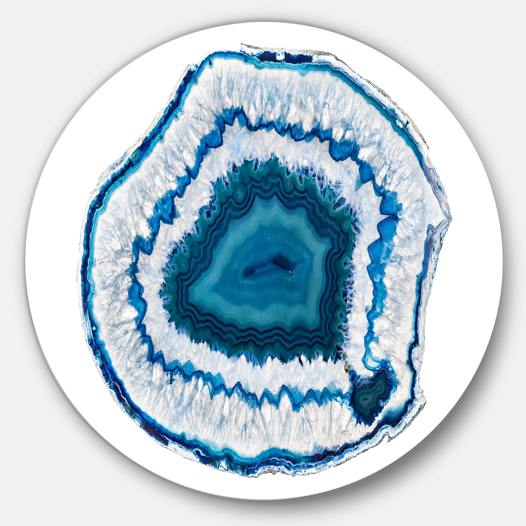 Designart - Blue Agate Crystal' Disc Abstract Metal Circle Wall Art Print