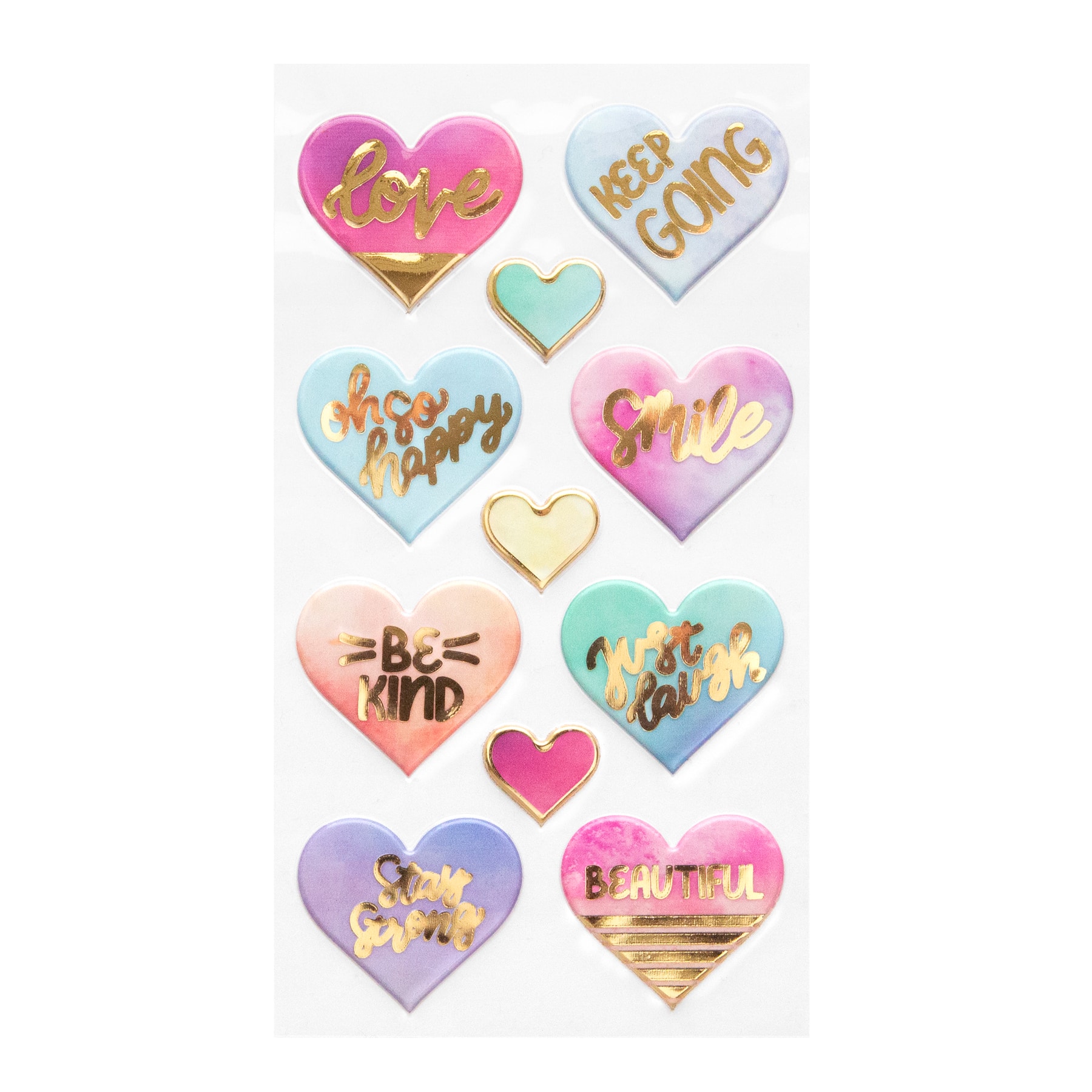 Recollections Puffy Watercolor Hearts Stickers - Each