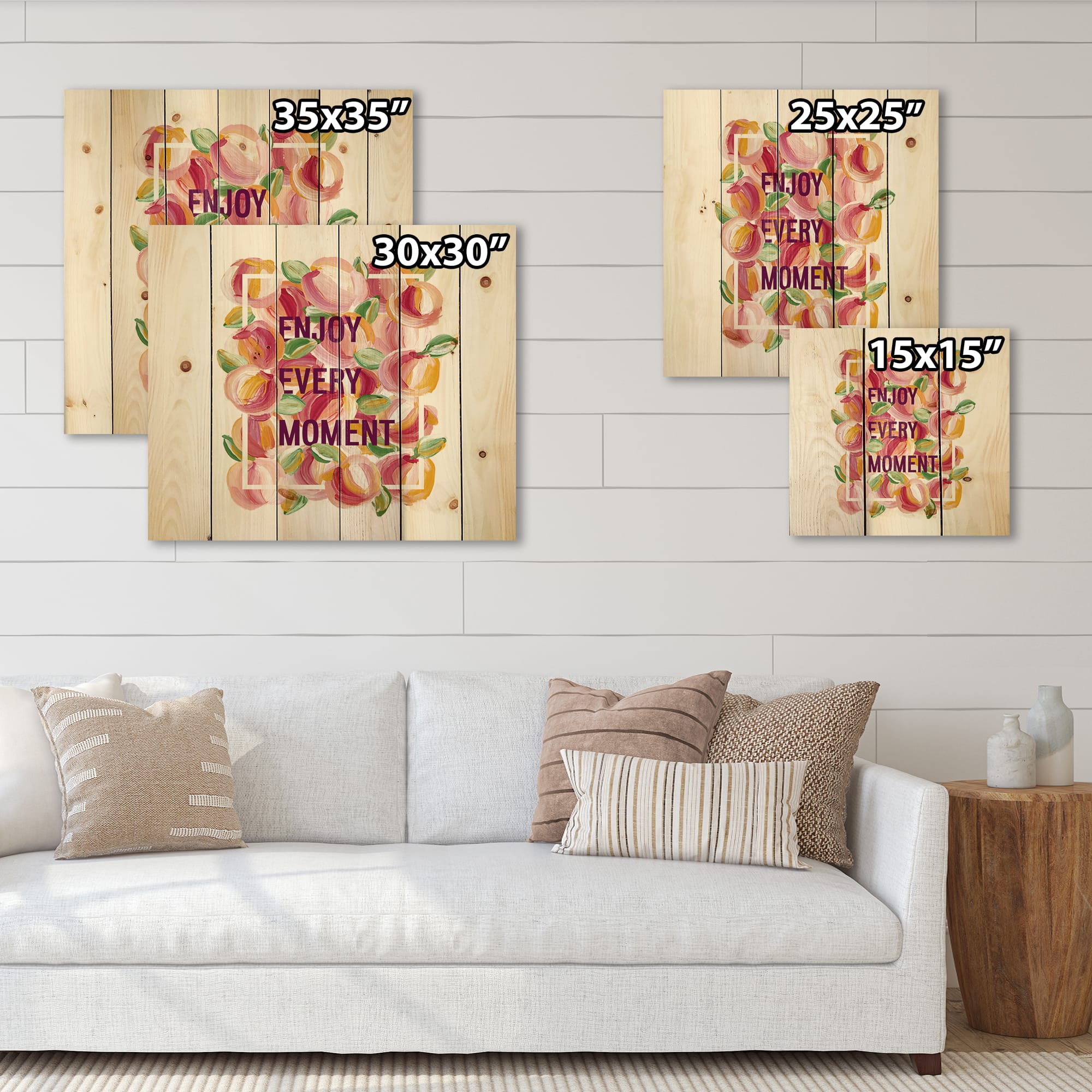 Designart - Enjoy Every Moment - Traditional Print on Natural Pine Wood