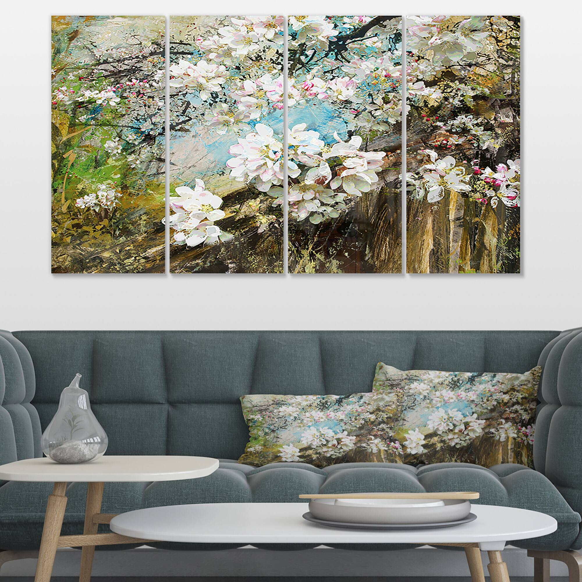 Designart - Apple Blossoms With White Flowers - Floral Art Canvas Print