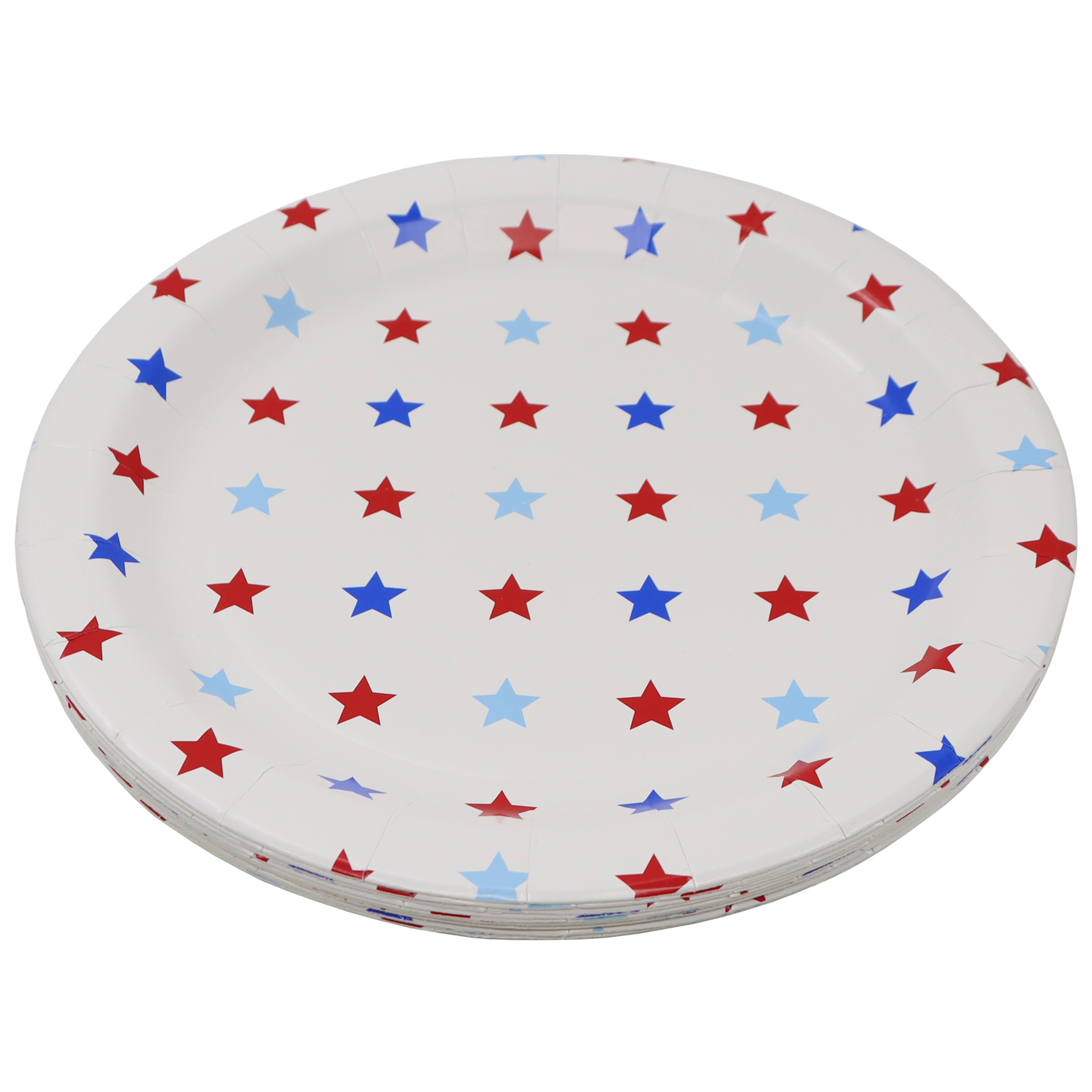 9&#x22; Red, White &#x26; Blue Stars Paper Plates, 12ct. by Celebrate It&#x2122;